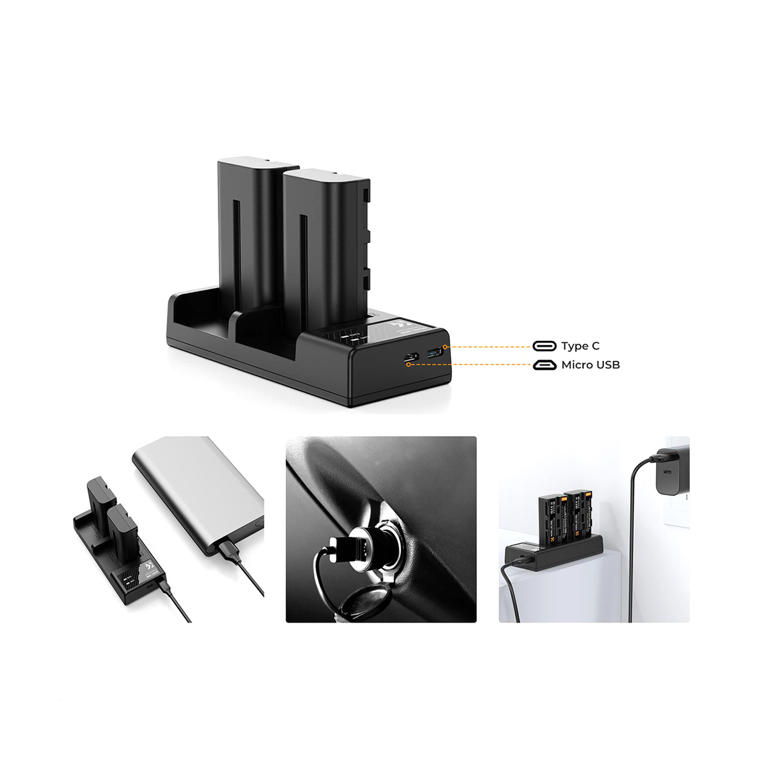 KIT DE 2 BATERÍAS NP550 + CARGADOR DUAL KYF CONCEPT KF28.0046 - 6