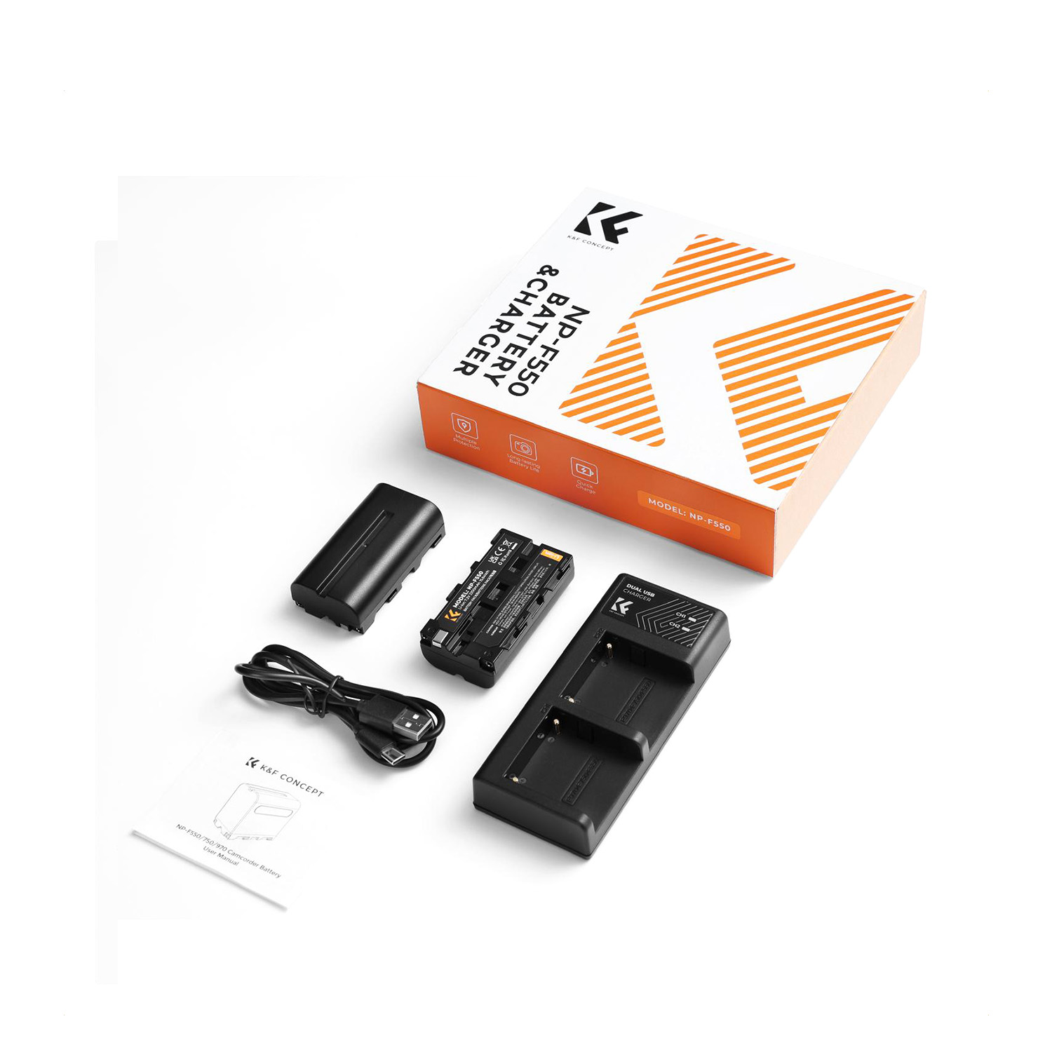 KIT DE 2 BATERÍAS NP550 + CARGADOR DUAL KYF CONCEPT KF28.0046 - 7