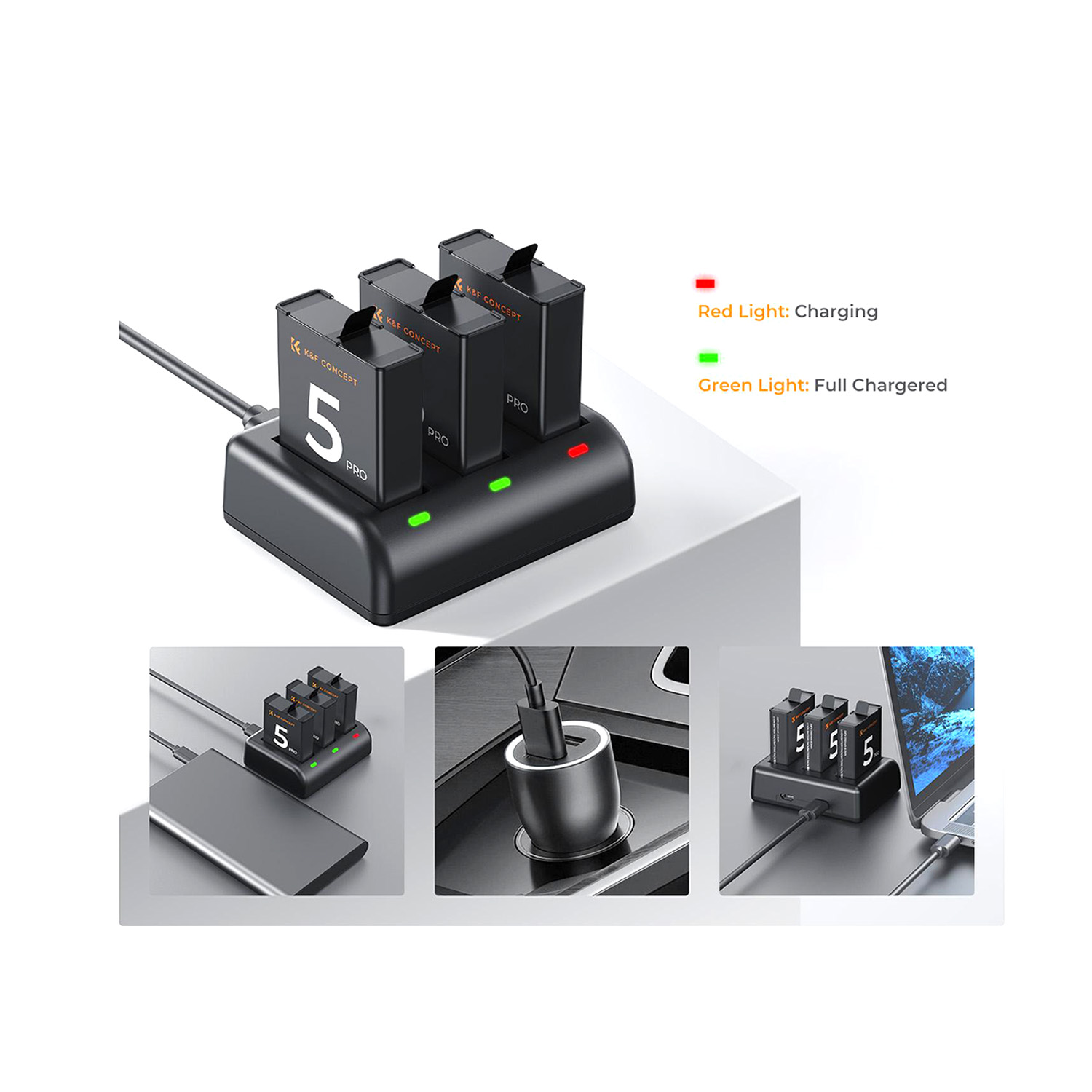 KIT 3 BATERÍAS + CARGADOR TRIPLE DJI OSMO ACTION PRO 5/4/3 KF28.0086 - 2