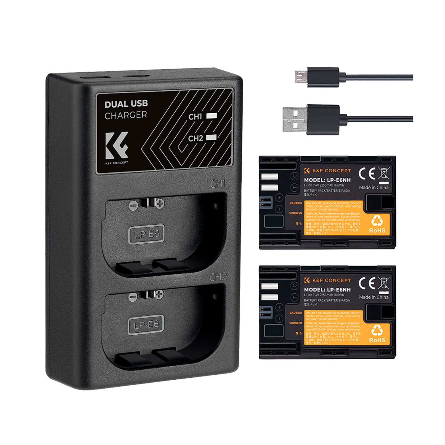 KIT DE CARGADOR + 2 BATERÍAS CANON LP-E6NH KYF CONCEPT KF28.0013 - 1