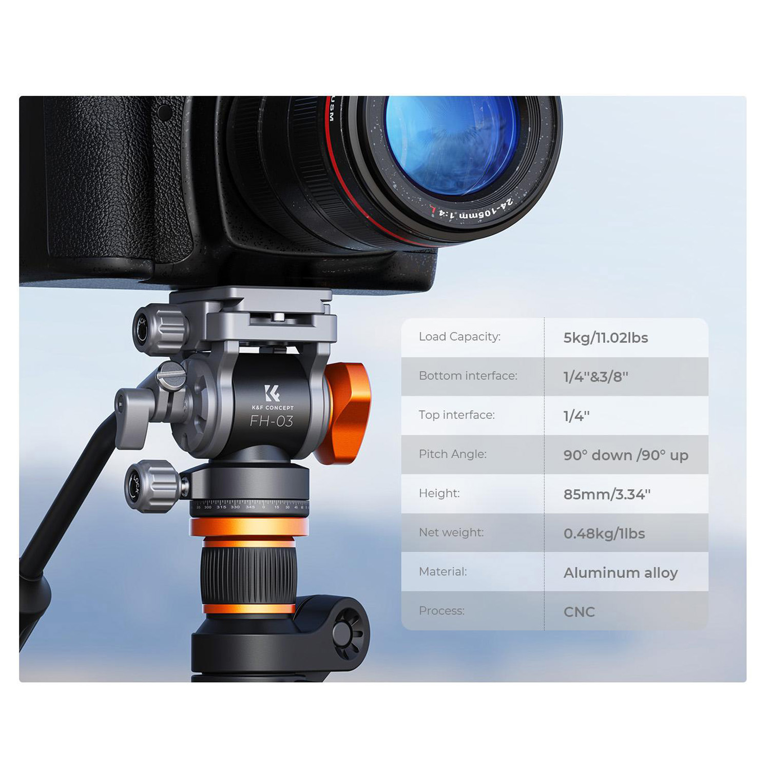 CABEZAL DE TRÍPODE PARA VIDEO FH-03 - KYF CONCEPT - 2