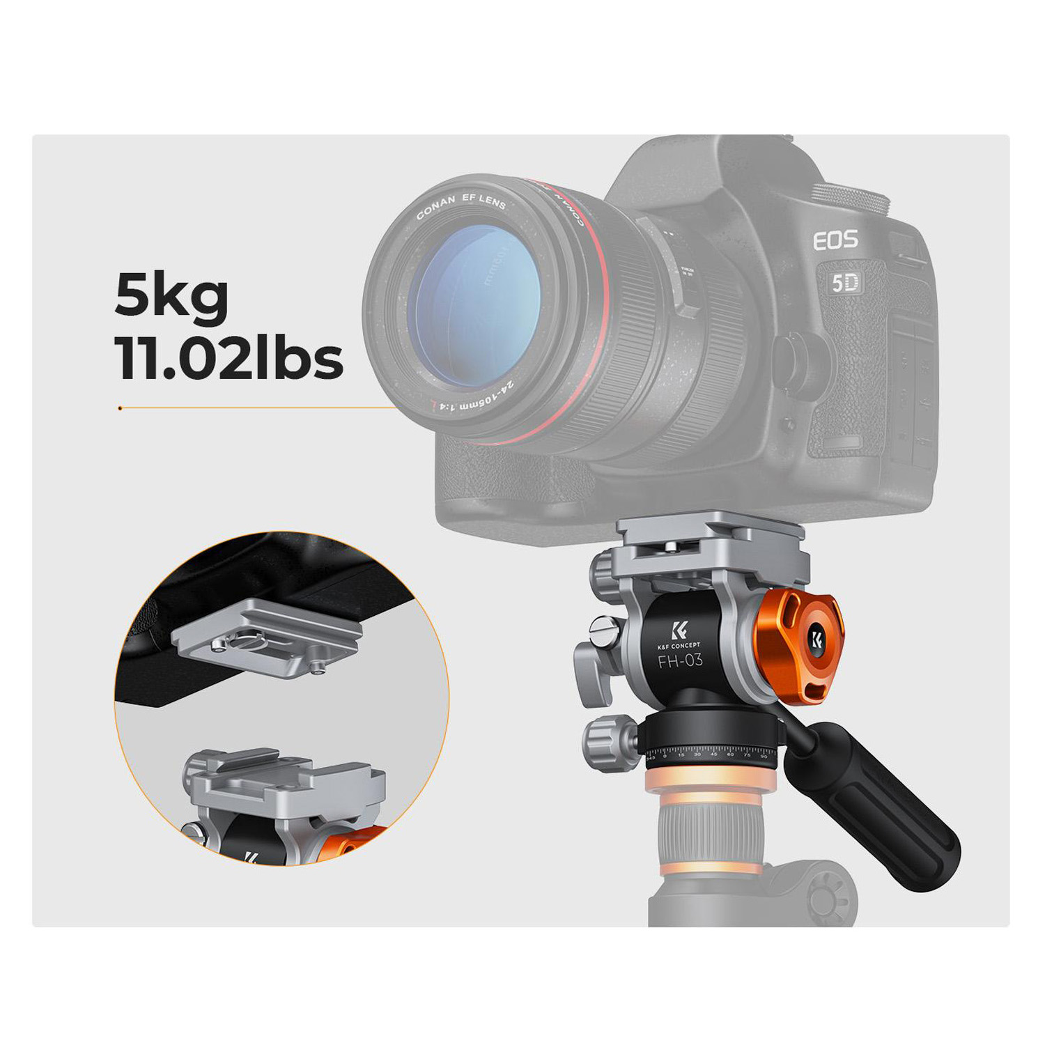 CABEZAL DE TRÍPODE PARA VIDEO FH-03 - KYF CONCEPT - 5
