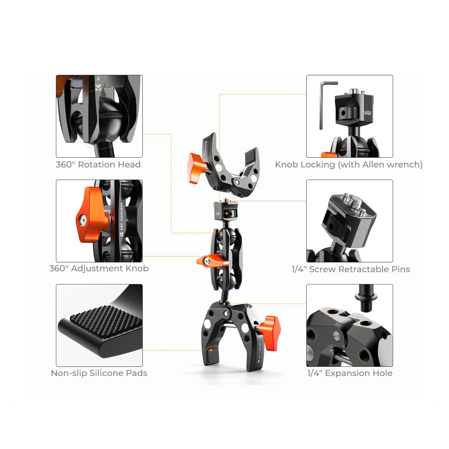 SUPER CLAMP DOBLE PARA CÁMARAS KYF CONCEPT KF31.096 - 2