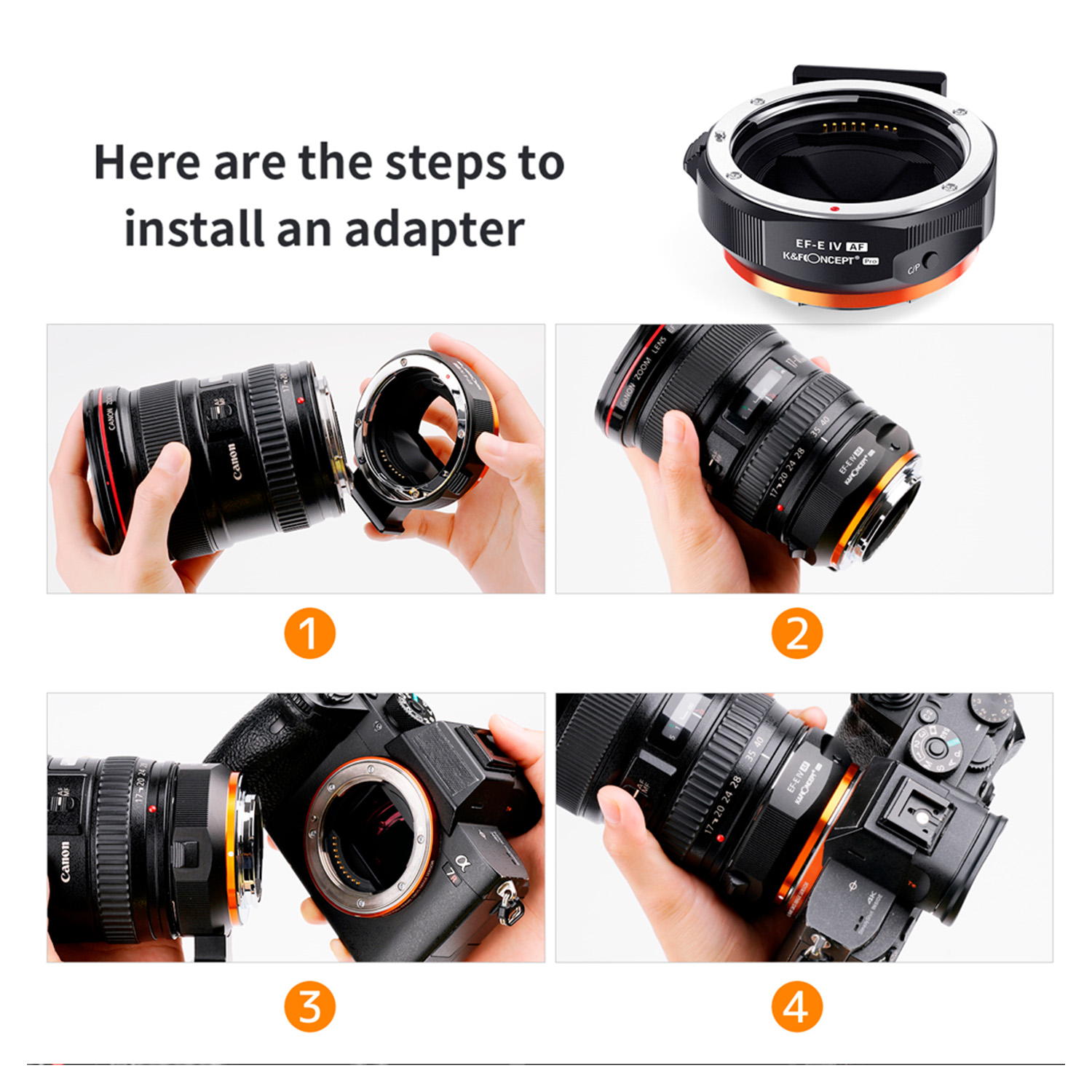 ADAPTADOR AUTOMÁTICO CANON EF A SONY E KYF CONCEPT KF06466 IV PRO - 5