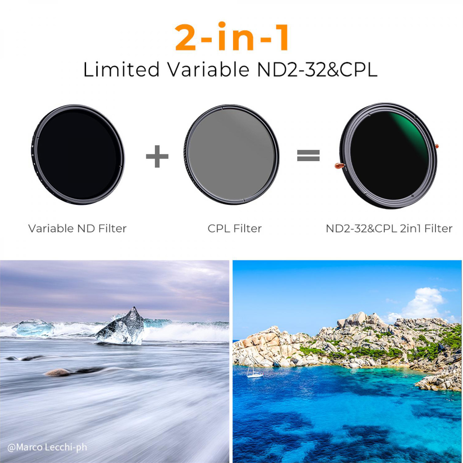 FILTRO 2 EN 1 CPL POLARIZADO+ND2-ND32 VARIABLE NANO X KYF CONCEPT 58MM - 2