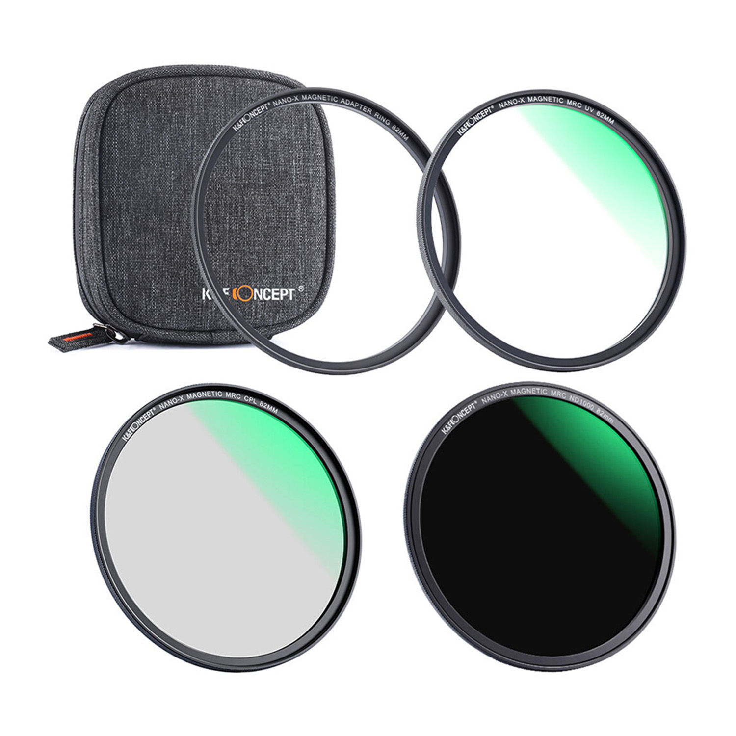 KIT FILTROS MAGNÉTICOS 72MM UV POLARIZADO ND1000 CASE - KYF CONCEPT - 1