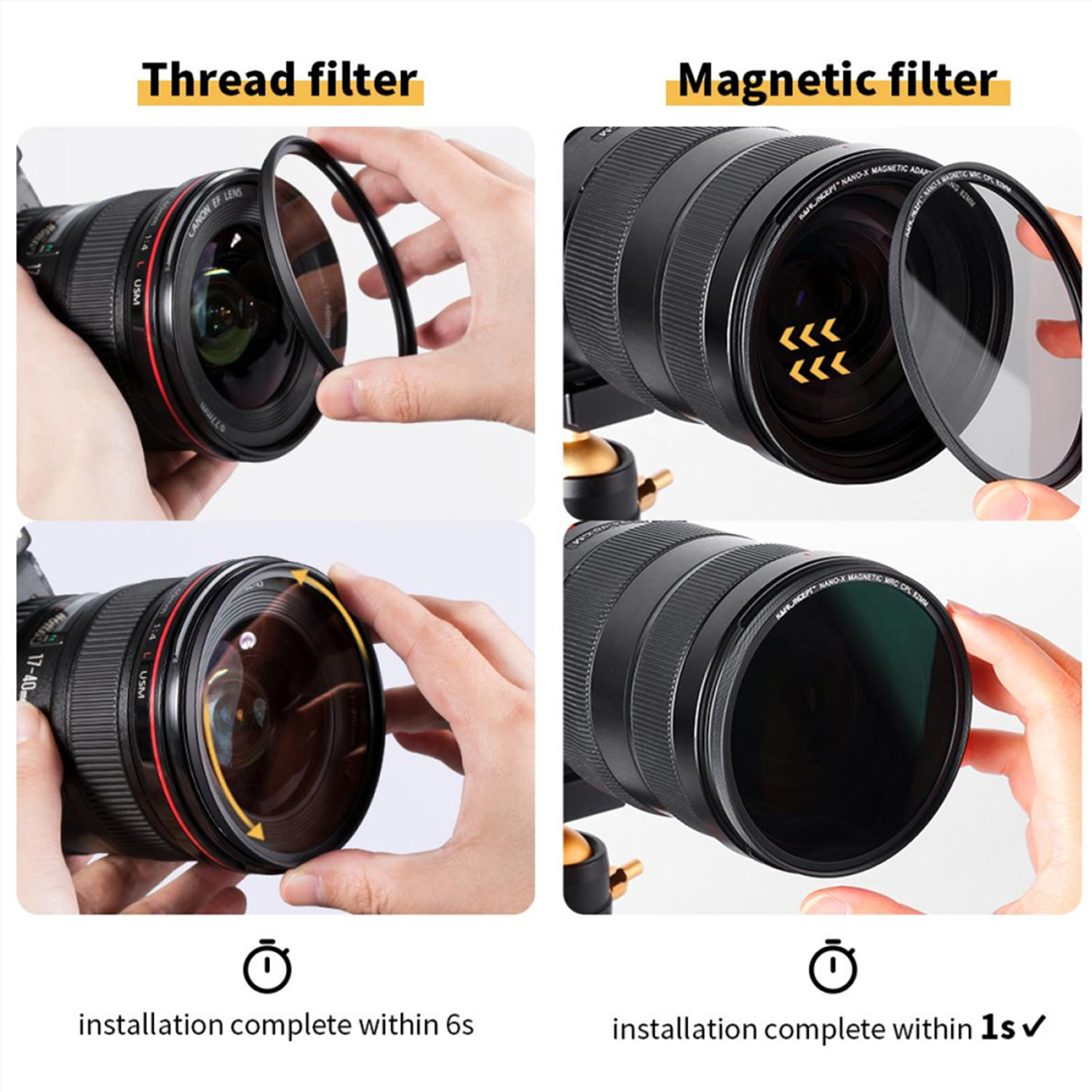KIT FILTROS MAGNÉTICOS 72MM UV POLARIZADO ND1000 CASE - KYF CONCEPT - 2