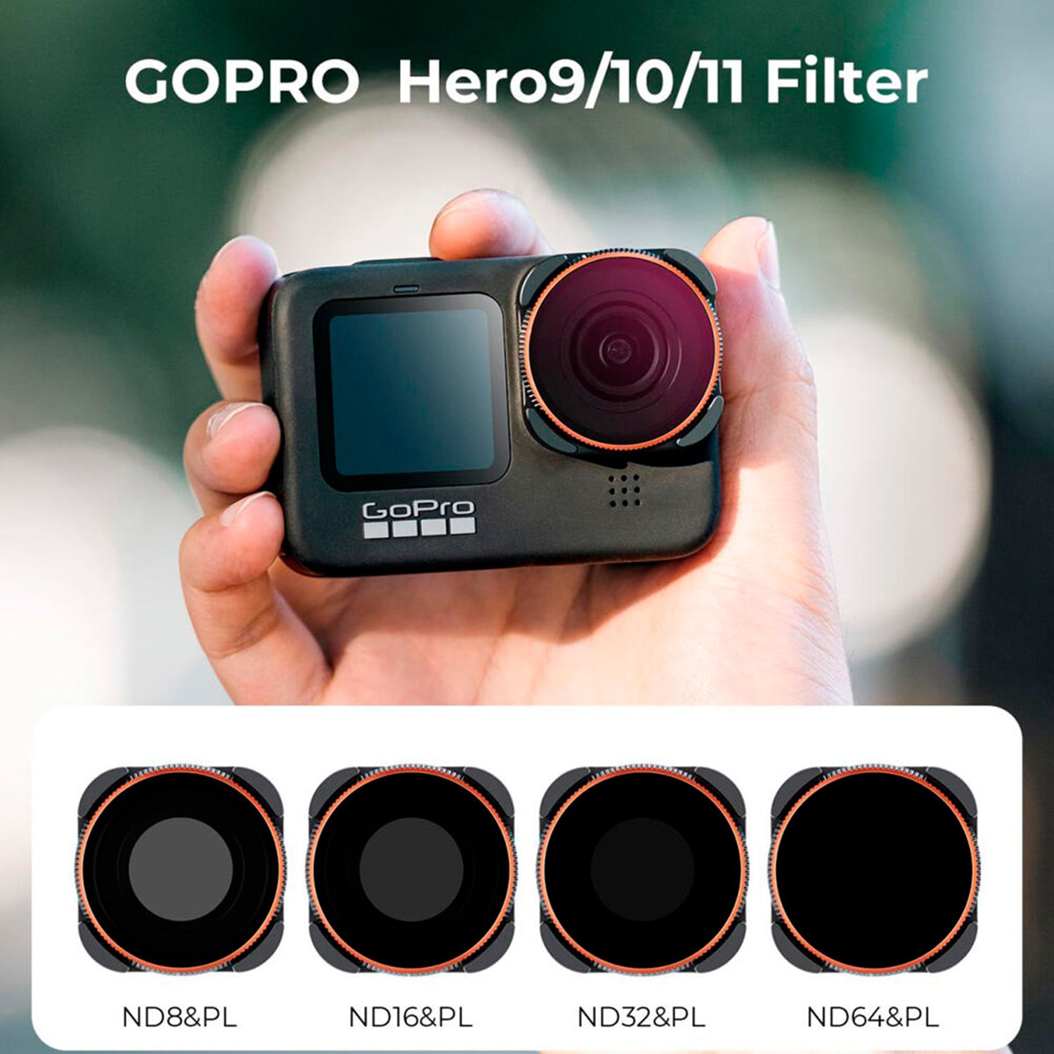 KIT DE FILTROS KYF CONCEPT PARA GOPRO HERO 9/10/11/12 4-IN-1 (ND8/PL, ND16/PL, ND32/PL, ND64/PL) - 3