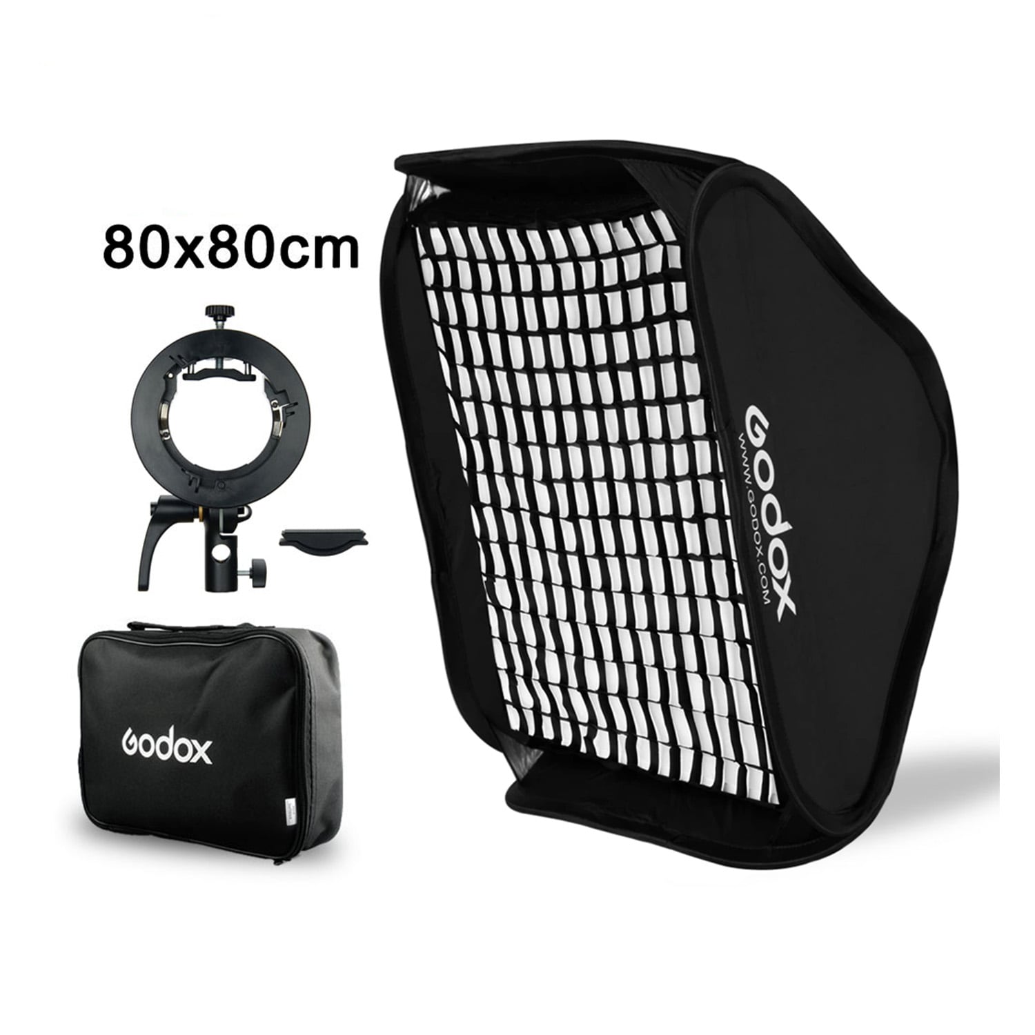 SOFTBOX GODOX 80X80 CM CON ESTUCHE - GRILLA - BRACKET S2 BOWENS - 1