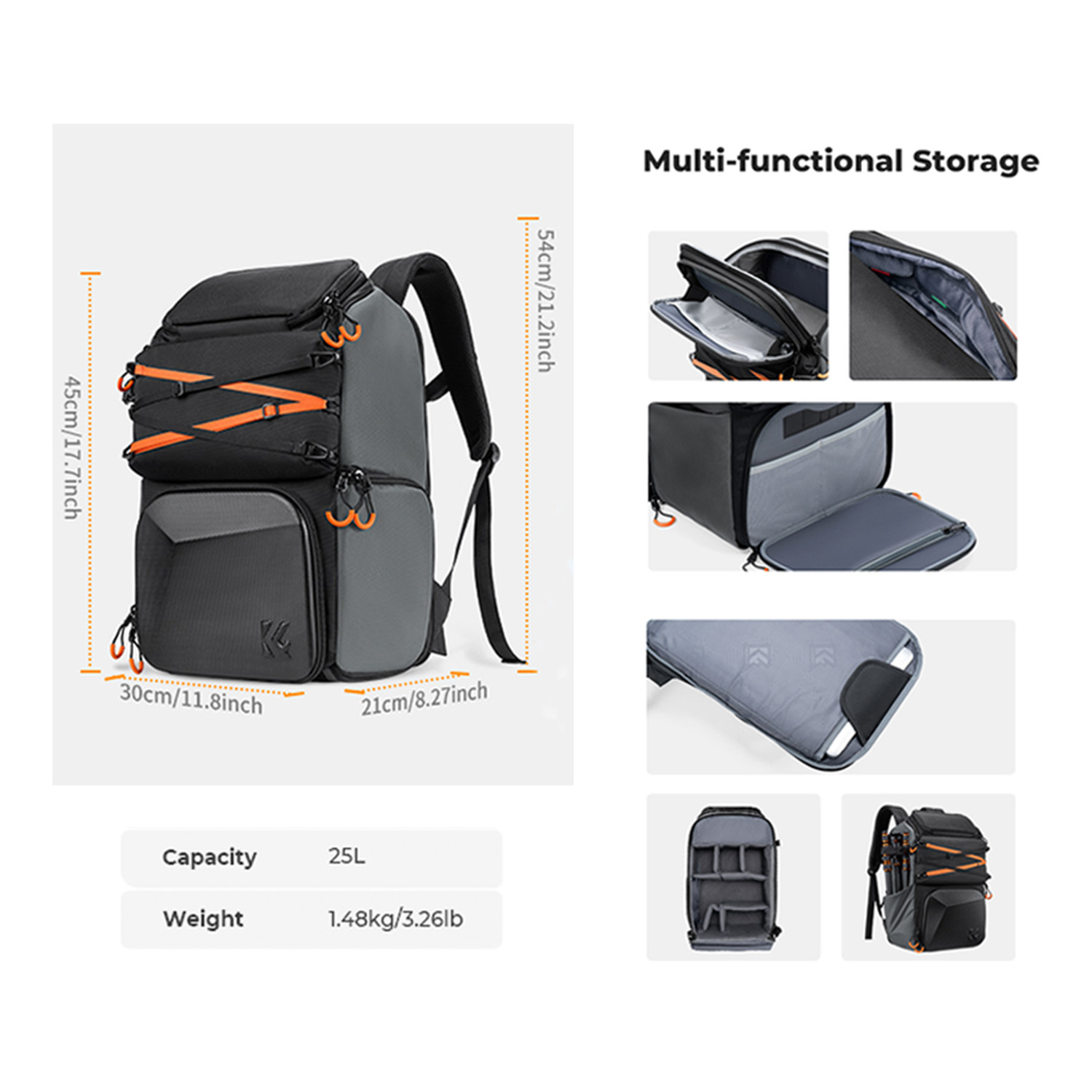 MOCHILA FOTOGRÁFICA MULTIFUNCIONAL KYF CONCEPT KF13.180 - 2