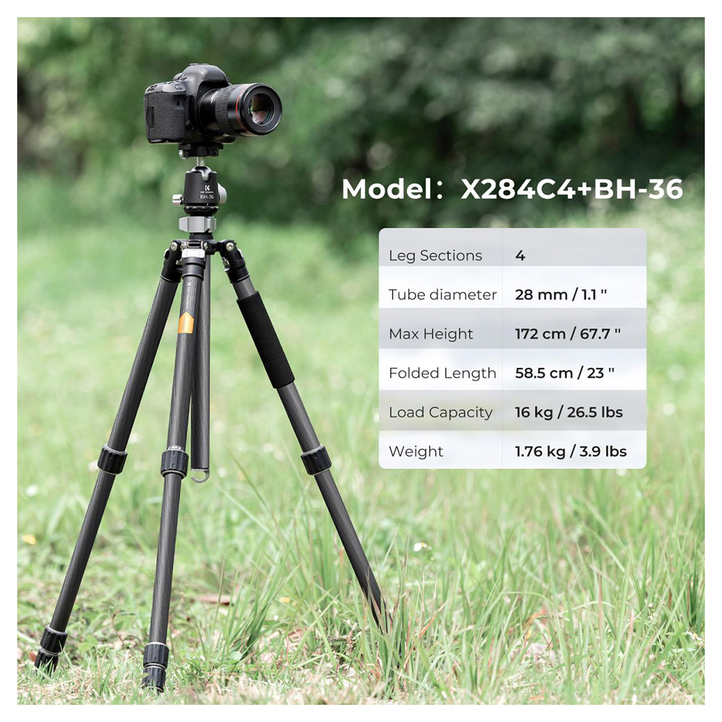 TRÍPODE KYF CONCEPT X-SERIES X284C4+BH-36 DE FIBRA DE CARBONO - 4