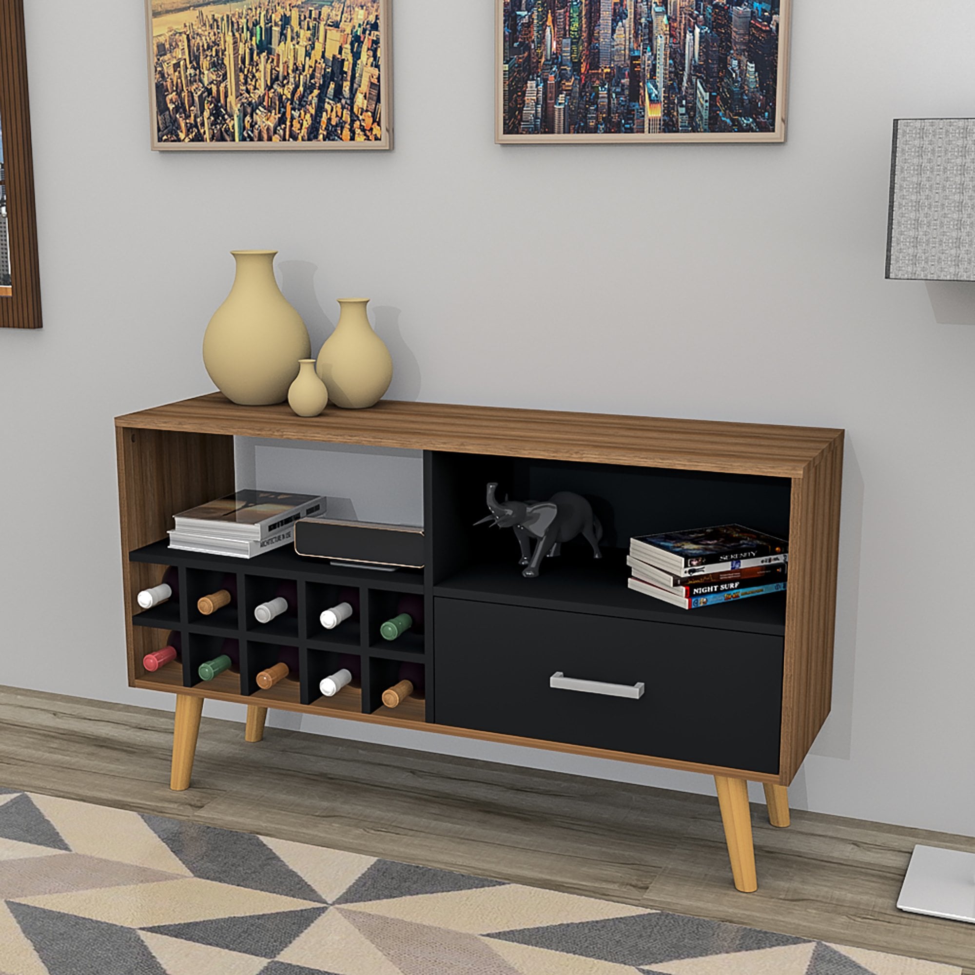MUEBLE BAR PARA TV CASABELLA BRENTA TAB/NEG - 2