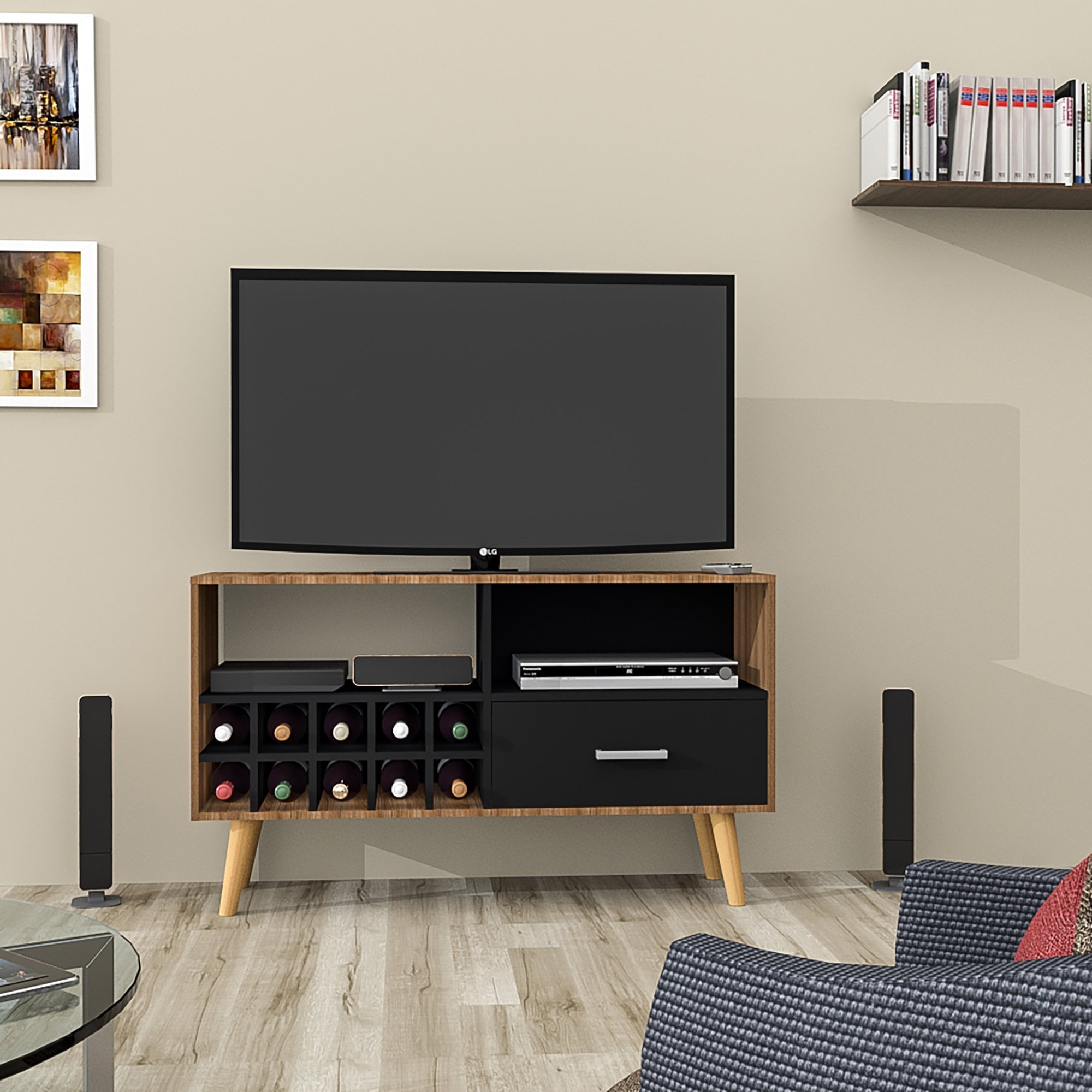 MUEBLE BAR PARA TV CASABELLA BRENTA TAB/NEG - 3