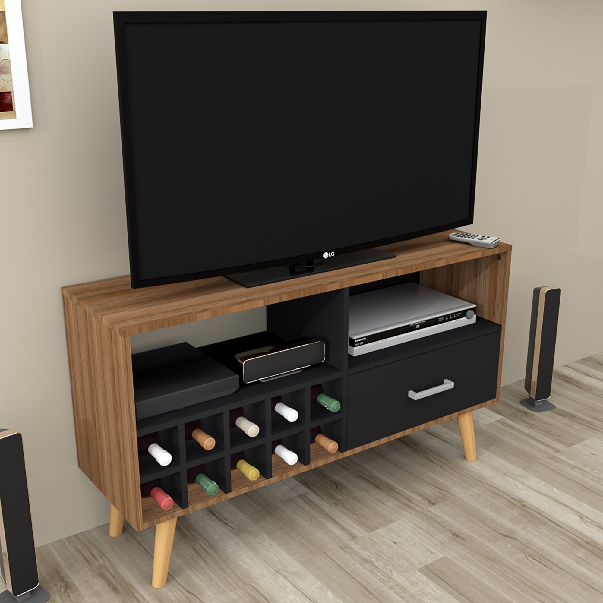 MUEBLE BAR PARA TV CASABELLA BRENTA TAB/NEG - 4