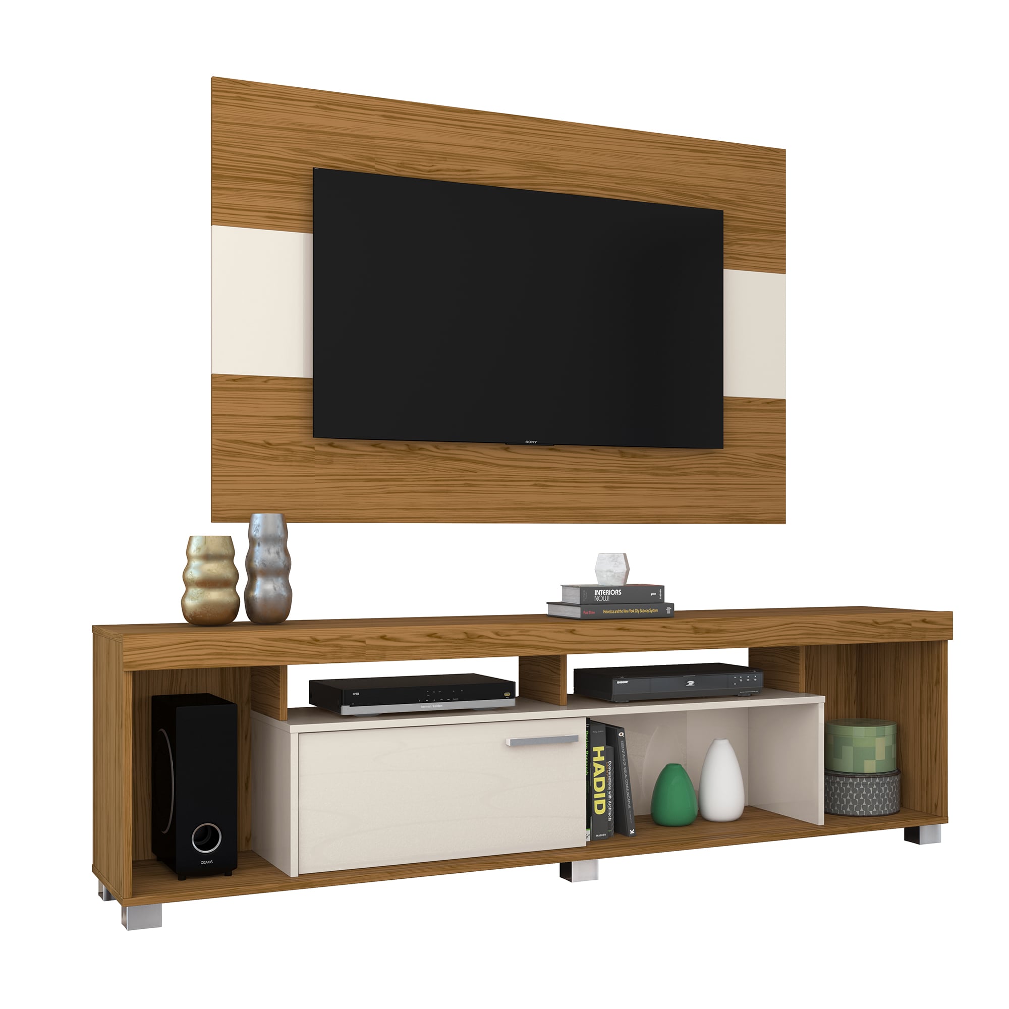 COMBO SALA TV CASABELLA TINO - NATURAL/BLANCO - 1