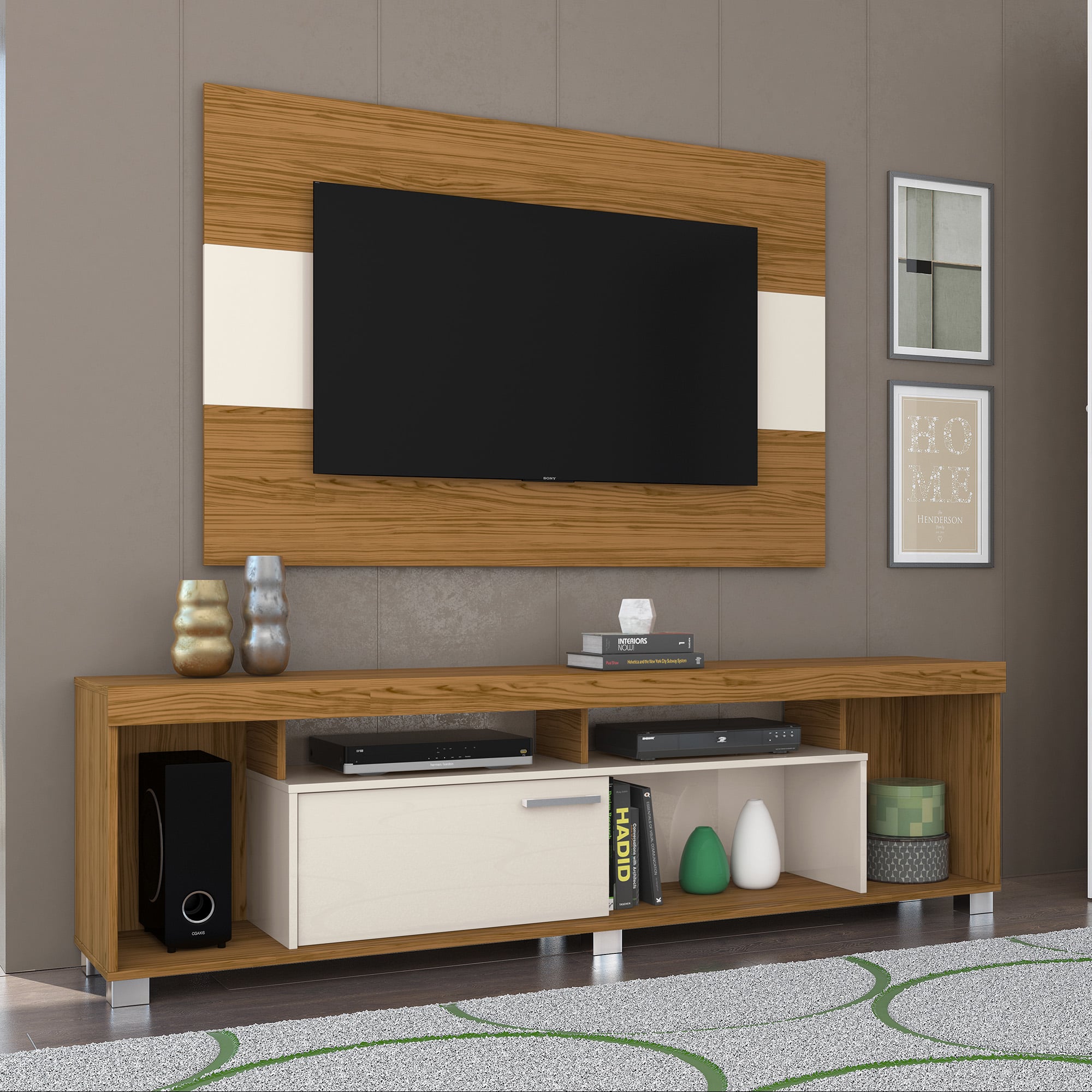 COMBO SALA TV CASABELLA TINO - NATURAL/BLANCO - 2