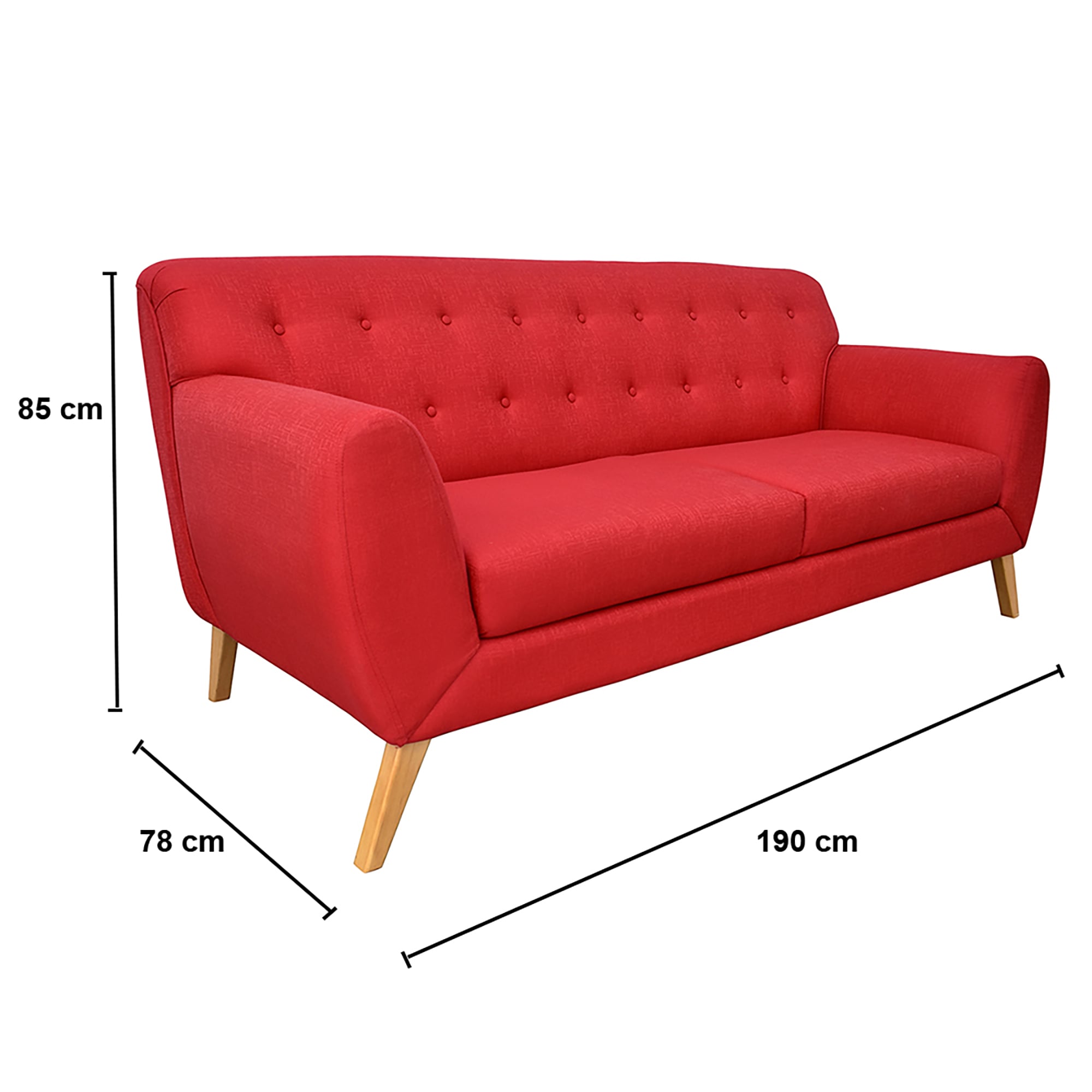 SOFA CASABELLA CAMILA 3 CUERPOS ROJO - 2