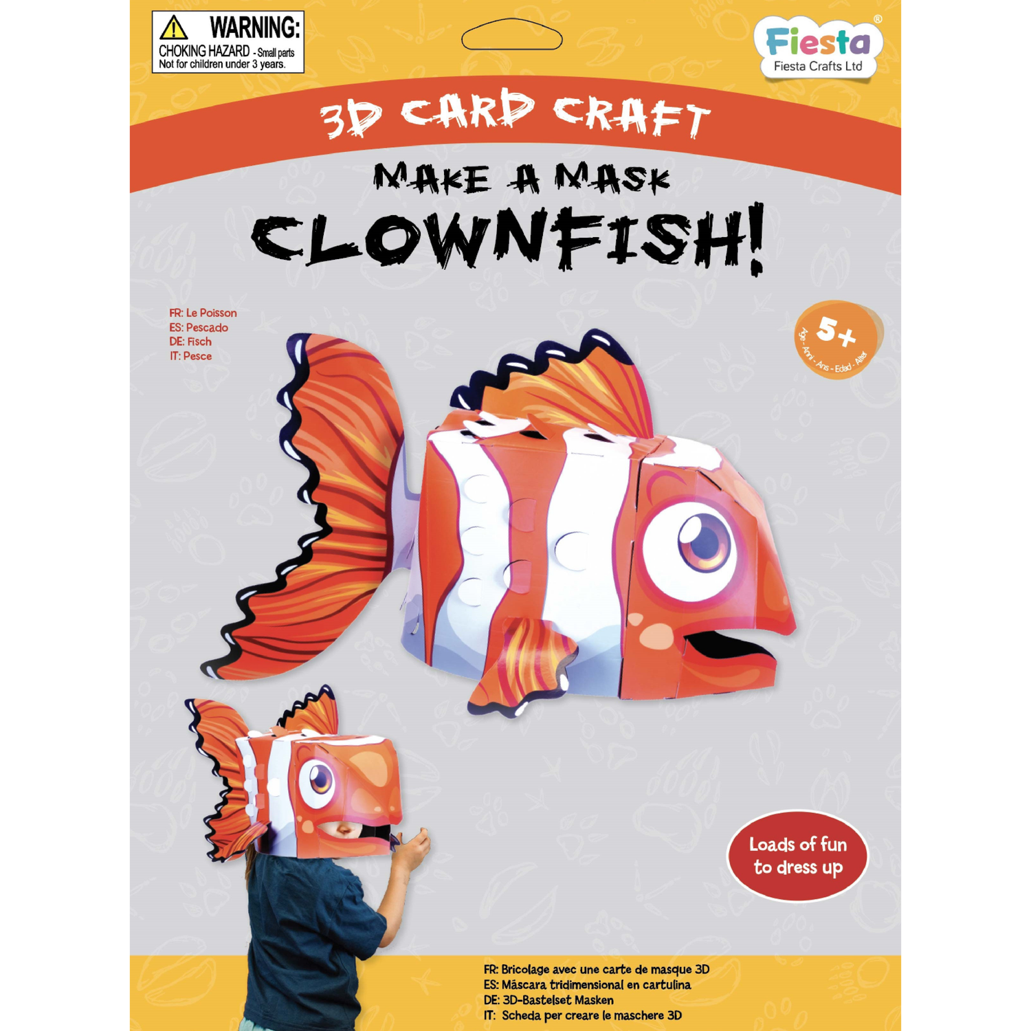 MÁSCARA FIESTA CRAFTS 3D PARA ARMAR MODELO PEZ PAYASO - 3