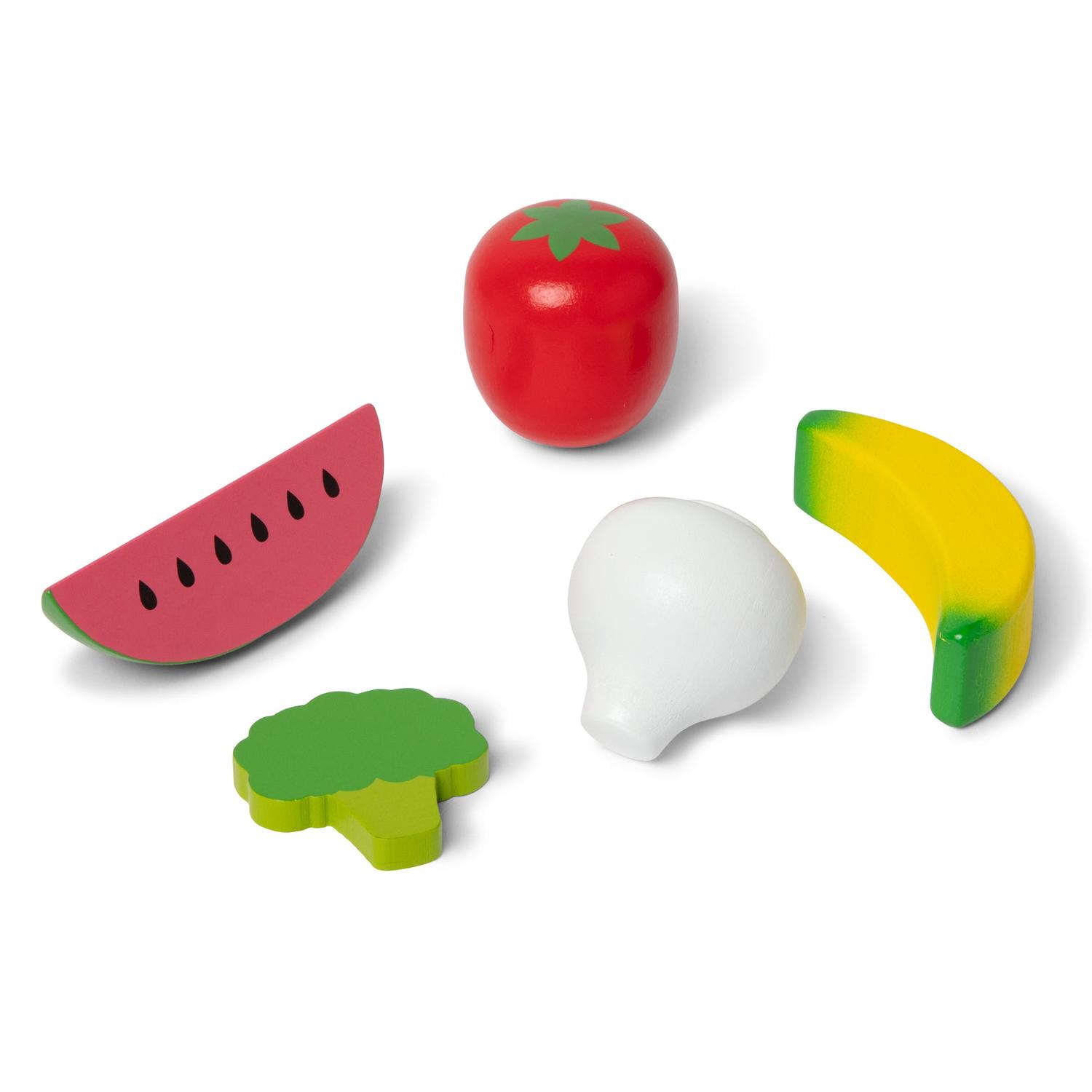 GRUPO DE COMIDA FRUTAS Y VERDURAS 5 PIEZAS DE MADERA - 1