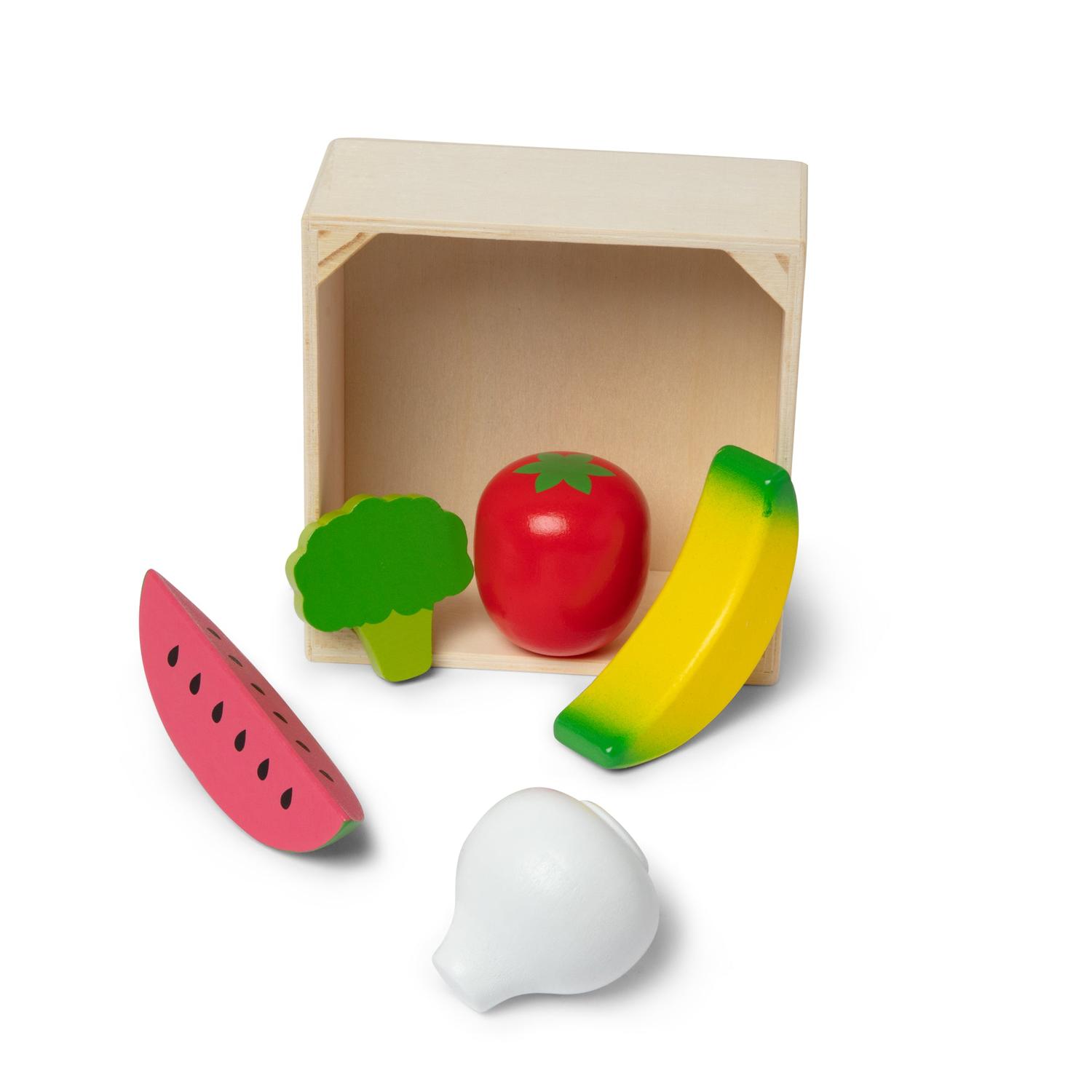 GRUPO DE COMIDA FRUTAS Y VERDURAS 5 PIEZAS DE MADERA - 3