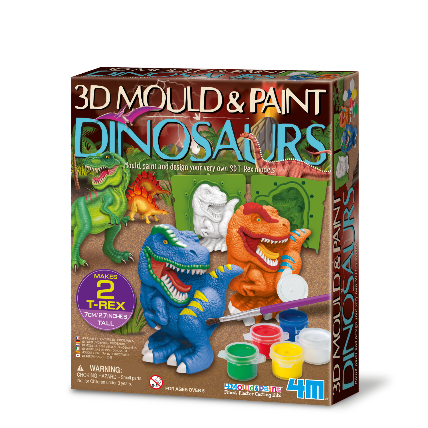 JUEGO DE ARTE 4M MOLDEA Y PINTA FIGURAS EN 3D MODELO DINOSAURIOS DIY - 1