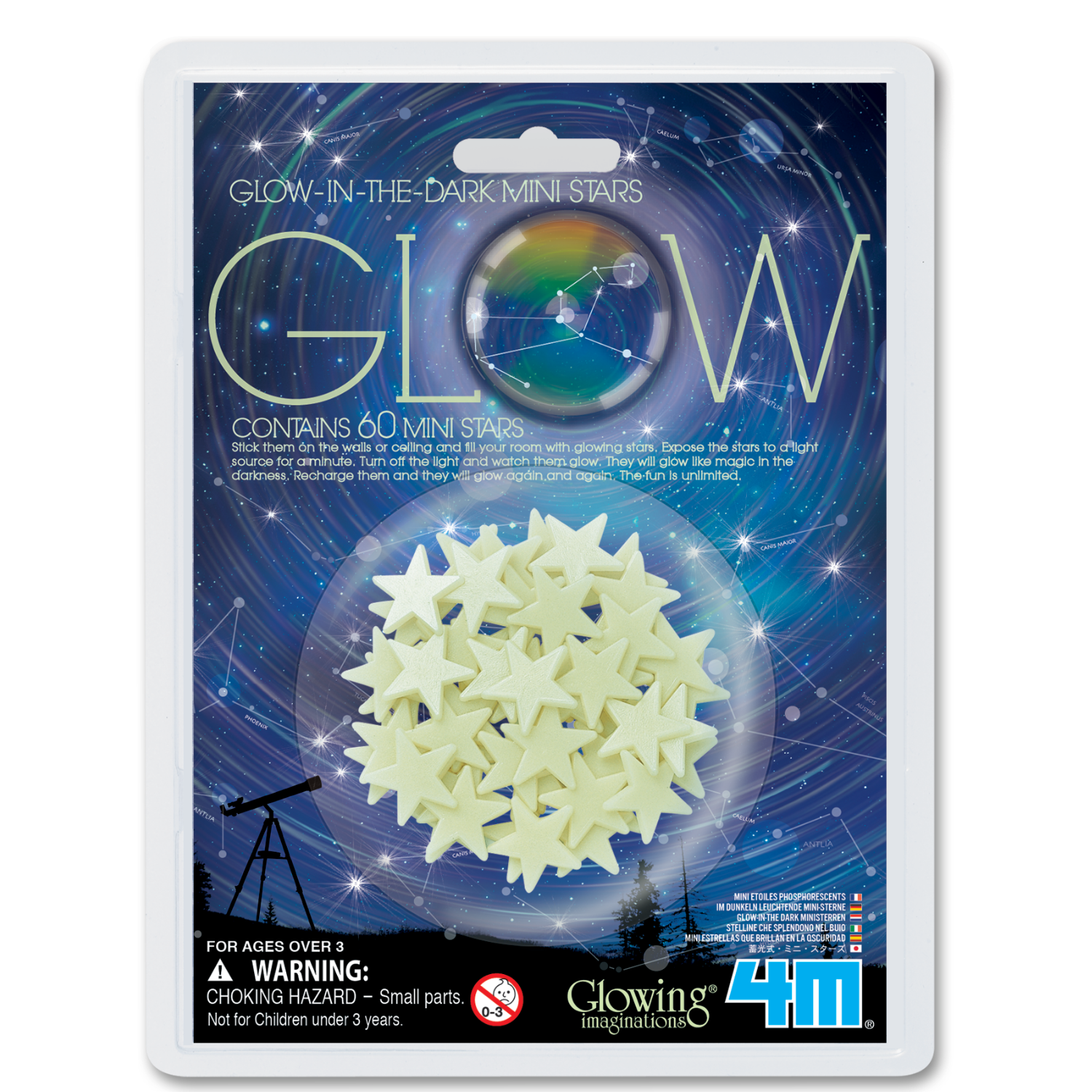 FIGURA 4M MINI ESTRELLAS BRILLA EN LA OSCURIDAD PARA DECORAR 60 UNIDADES - 1