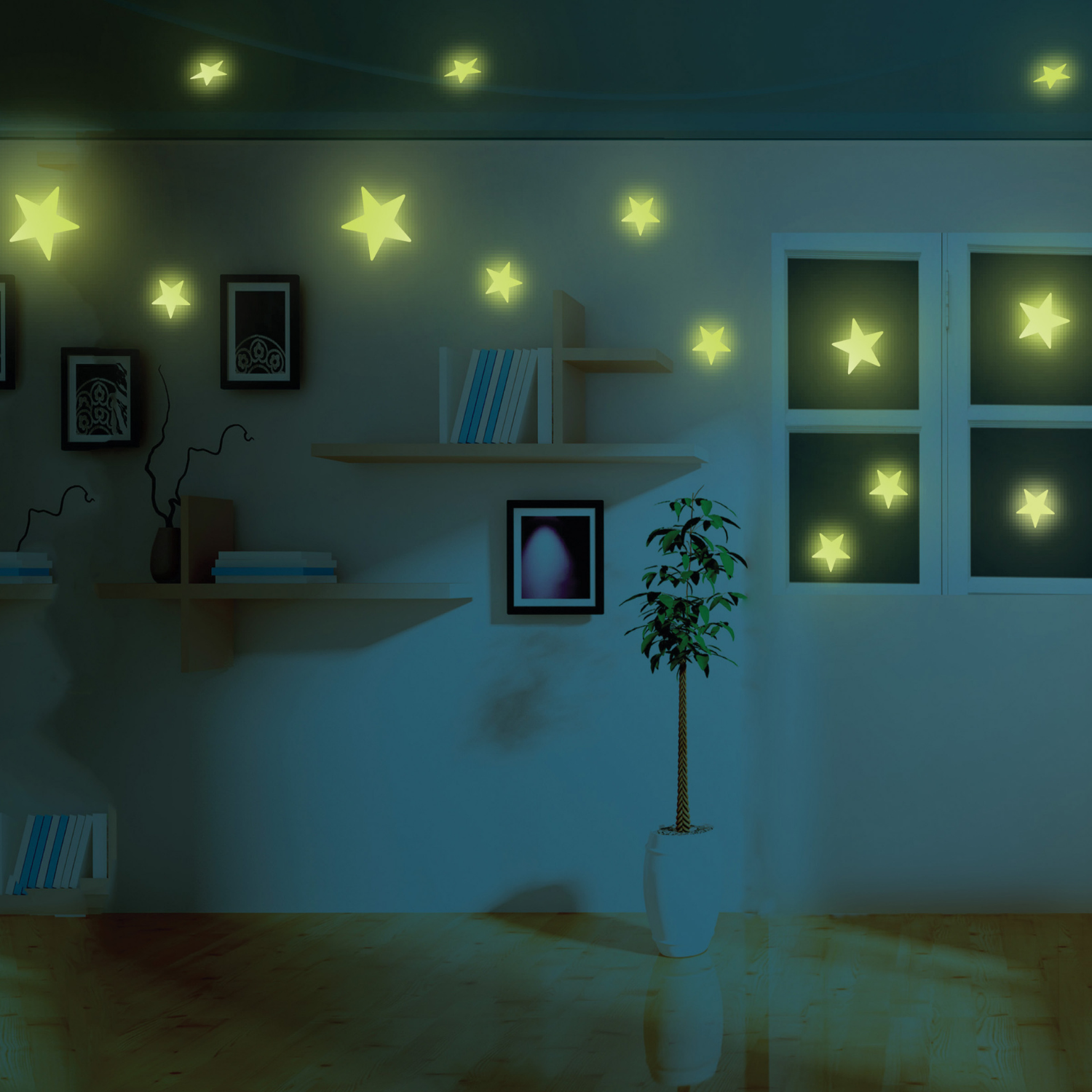 FIGURA 4M MINI ESTRELLAS BRILLA EN LA OSCURIDAD PARA DECORAR 60 UNIDADES - 3