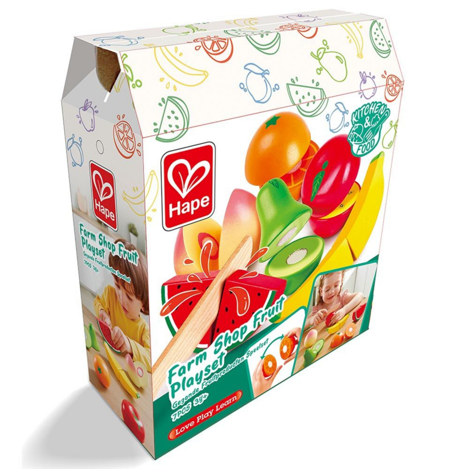 FRUTAS DE MADERA PARA CORTAR 7 PIEZAS PLAY ESSENTIALS - 2