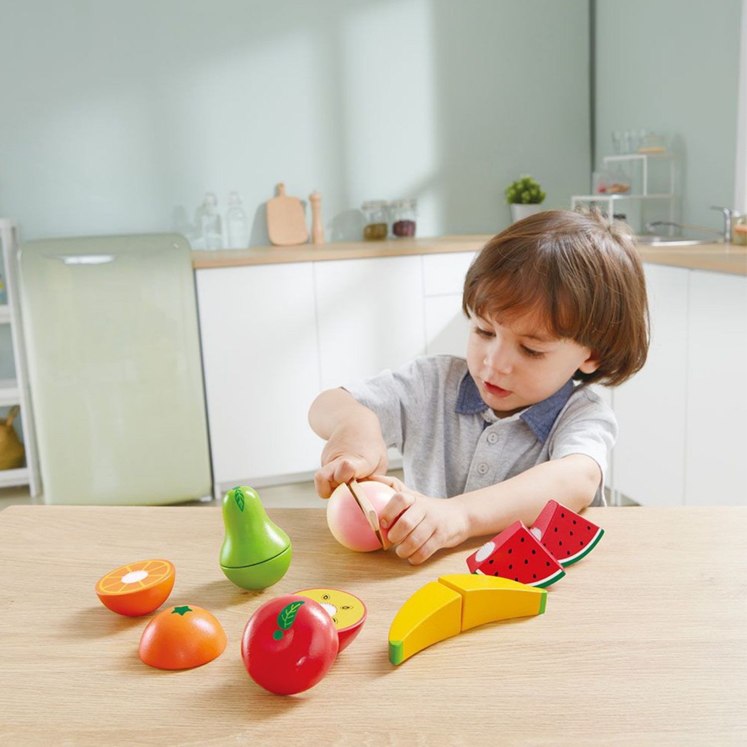 FRUTAS DE MADERA PARA CORTAR 7 PIEZAS PLAY ESSENTIALS - 3