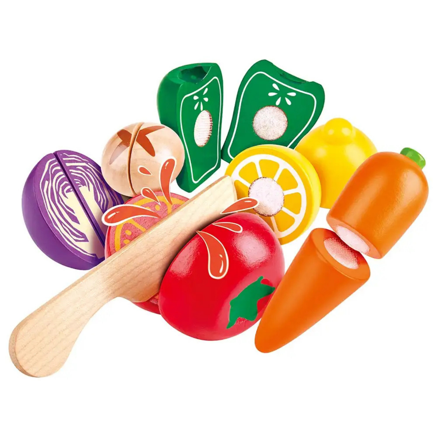 SET DE VEGETALES DE MADERA PARA CORTAR 07 PIEZAS PLAY ESSENTIALS - 1