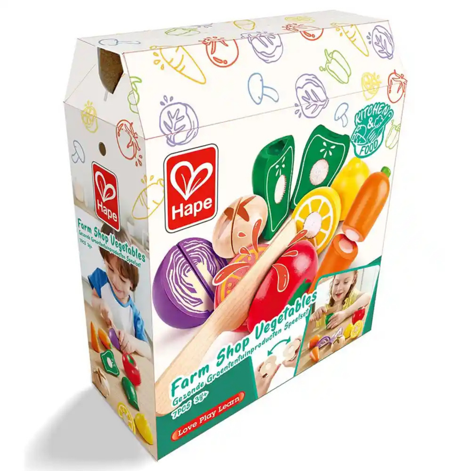 SET DE VEGETALES DE MADERA PARA CORTAR 07 PIEZAS PLAY ESSENTIALS - 2