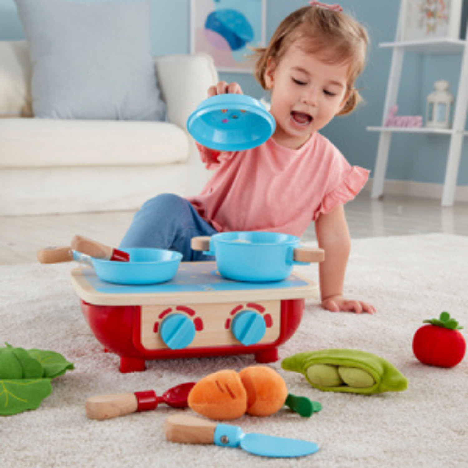 COCINA INFANTIL PEQUEÑA DE MADERA CON ACCESORIOS 06 PIEZAS - 3