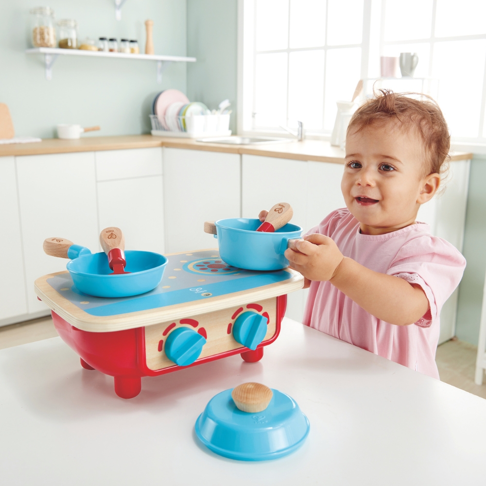 COCINA INFANTIL PEQUEÑA DE MADERA CON ACCESORIOS 06 PIEZAS - 5
