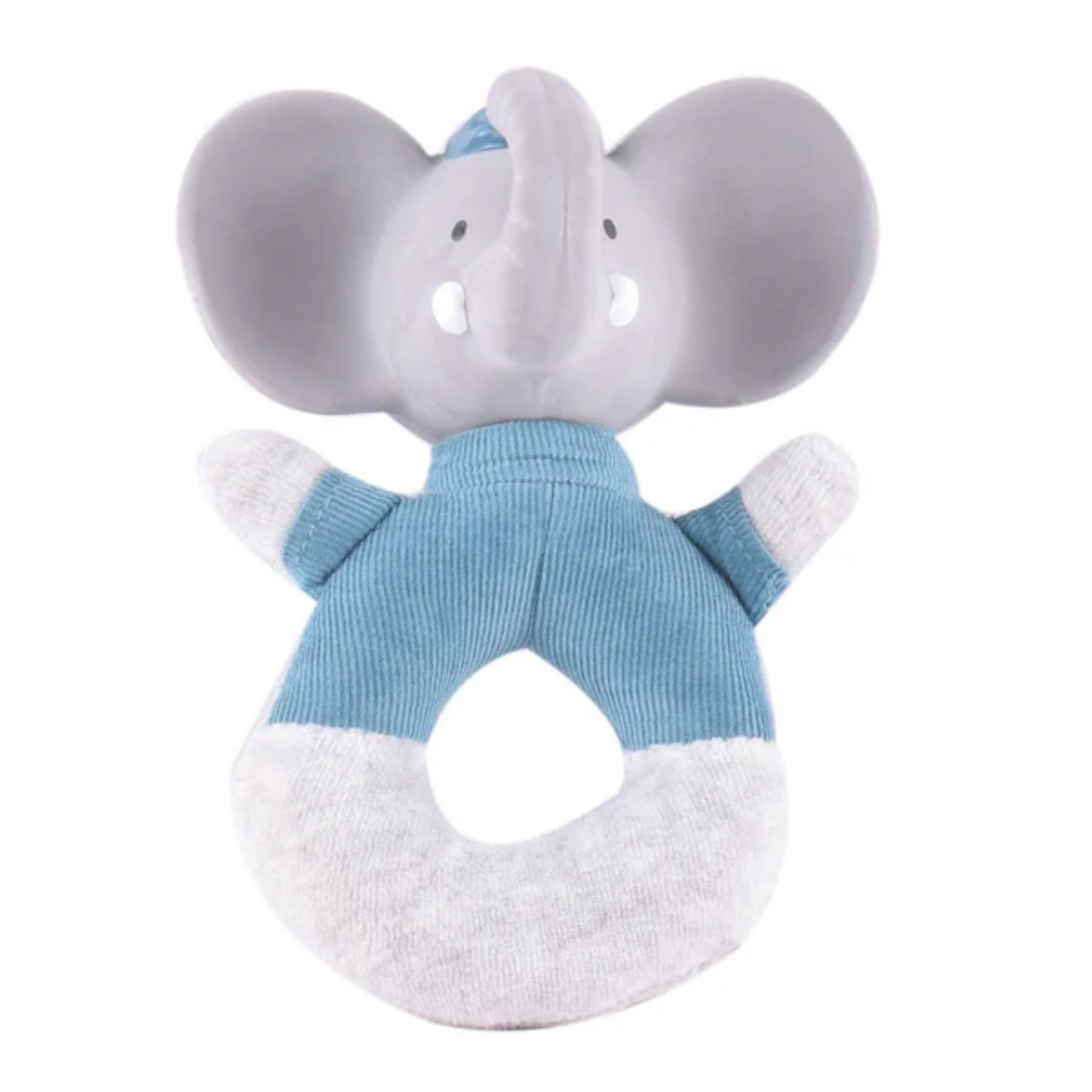 MEIYA Y ALVIN SONAJERO TEXTIL Y JUGUETE MORDEDOR CAUCHO NATURAL MODELO ALVIN EL ELEFANTE - 1