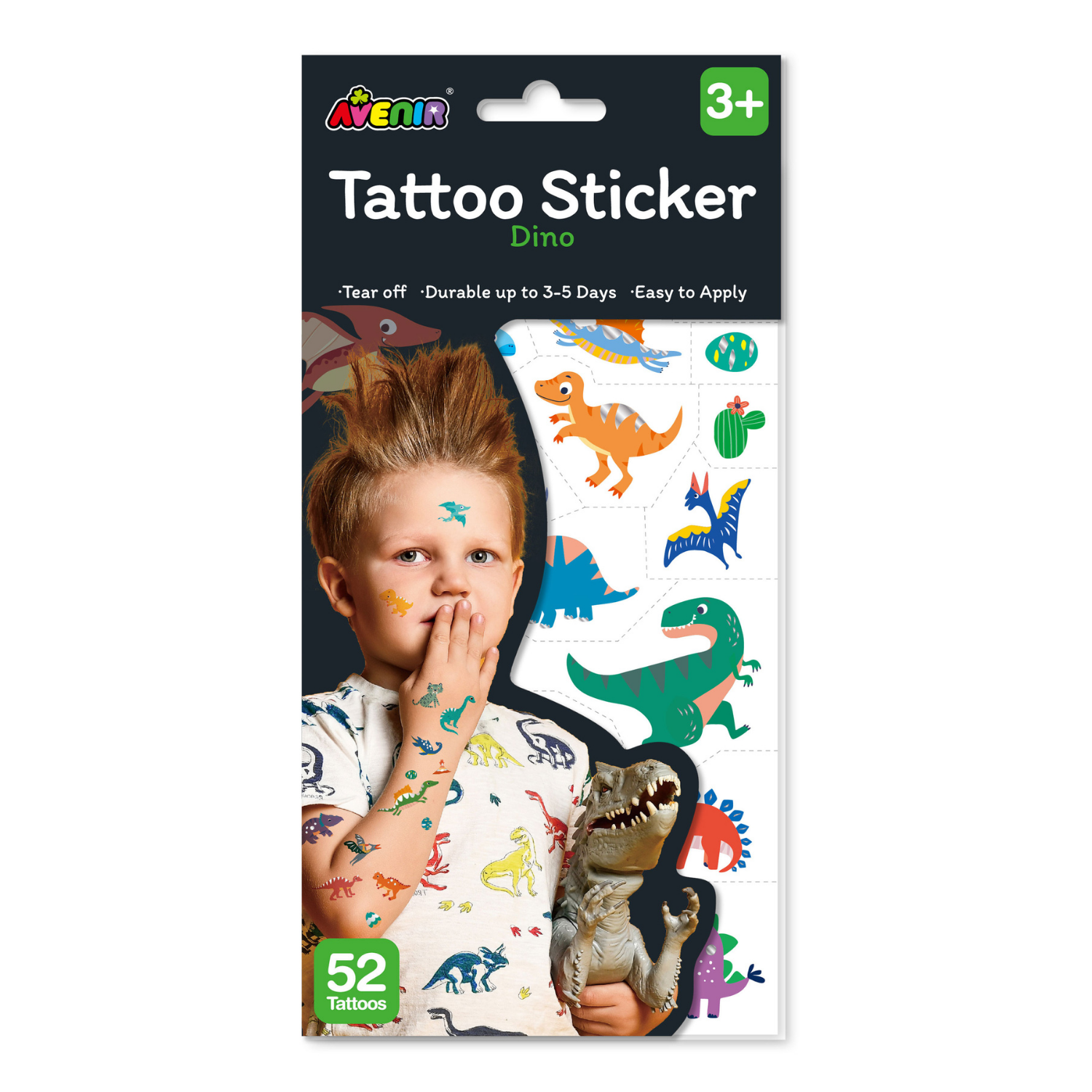 TATUAJES TEMPORALES MODELO DINOSAURIOS 52 PIEZAS - 1