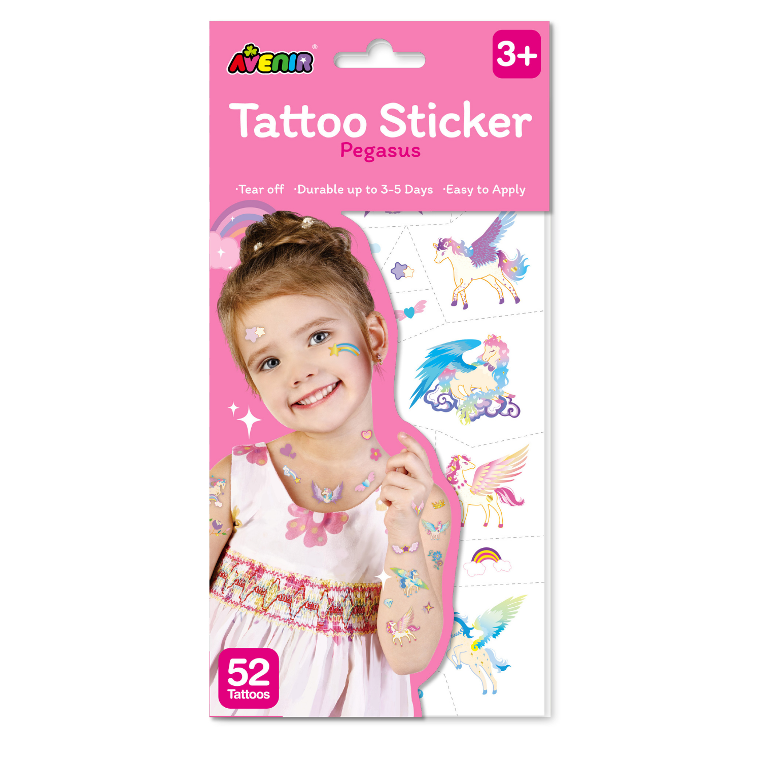 TATUAJES TEMPORALES MODELO PEGASO 52 PIEZAS - 1