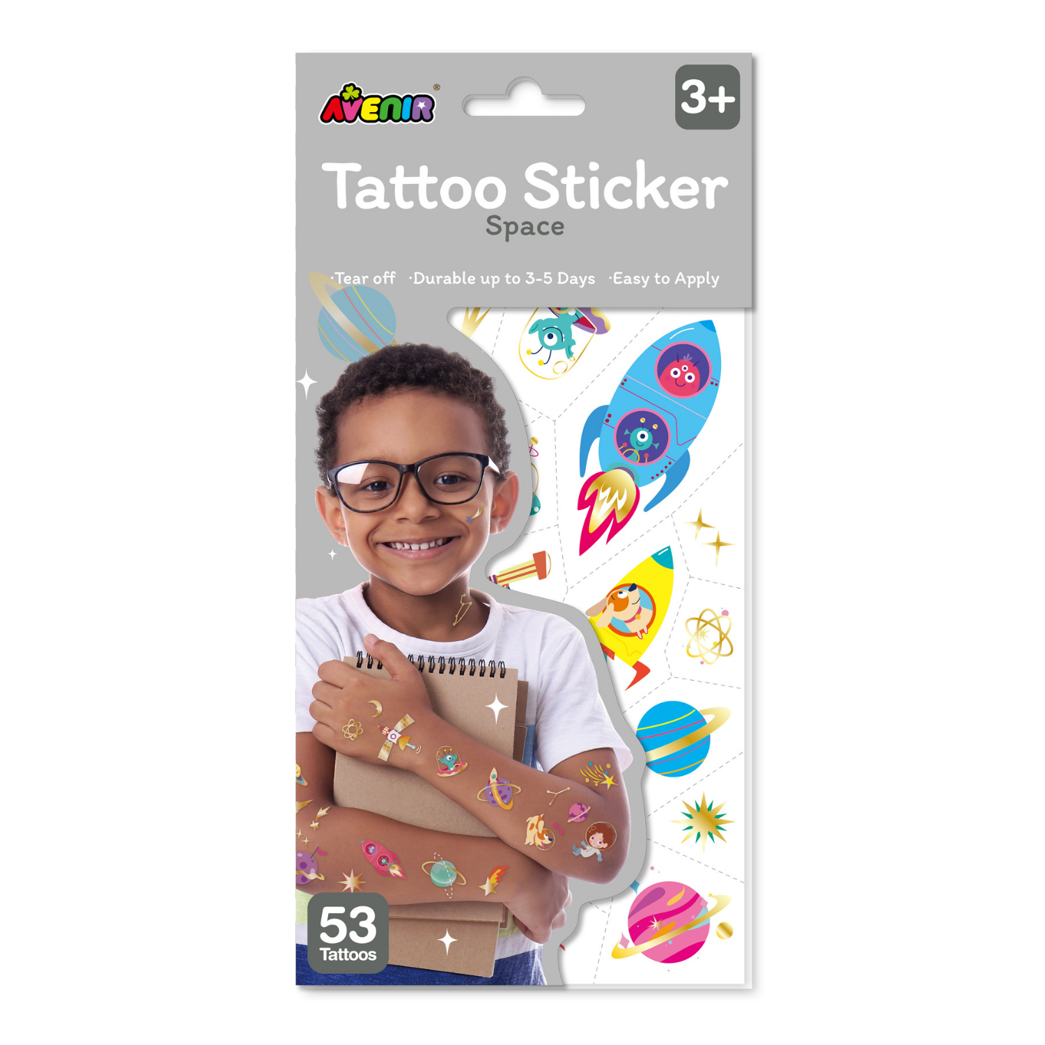 TATUAJES TEMPORALES MODELO ESPACIO 53 PIEZAS - 1
