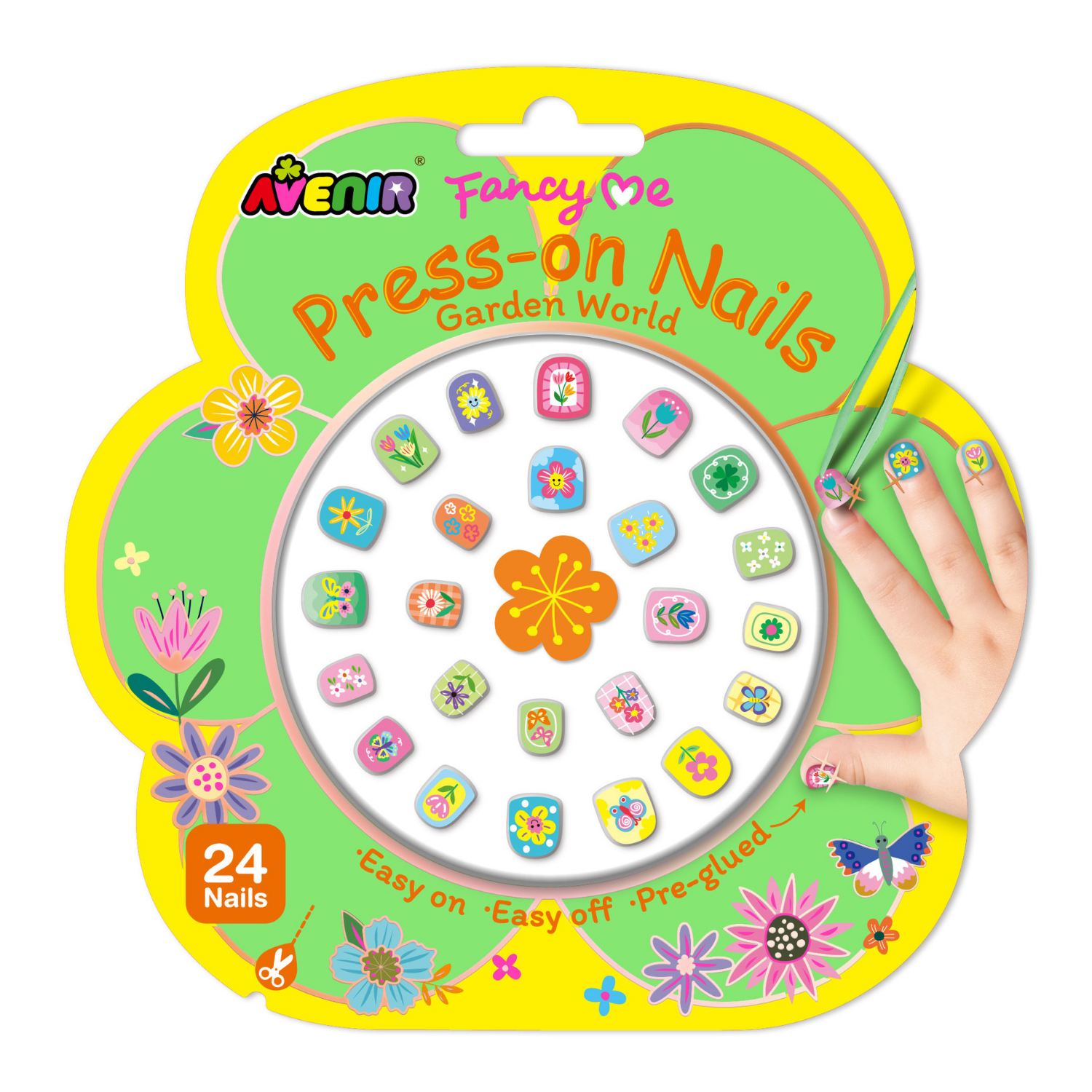 STICKERS A PRESIÓN PARA UÑAS MODELO JARDÍN 24 PIEZAS - 1