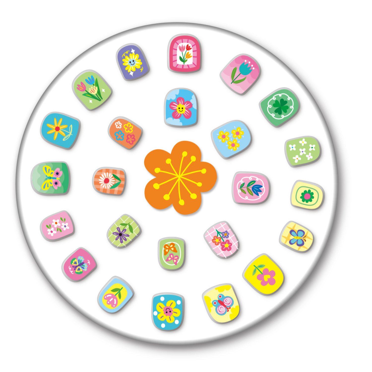 STICKERS A PRESIÓN PARA UÑAS MODELO JARDÍN 24 PIEZAS - 2