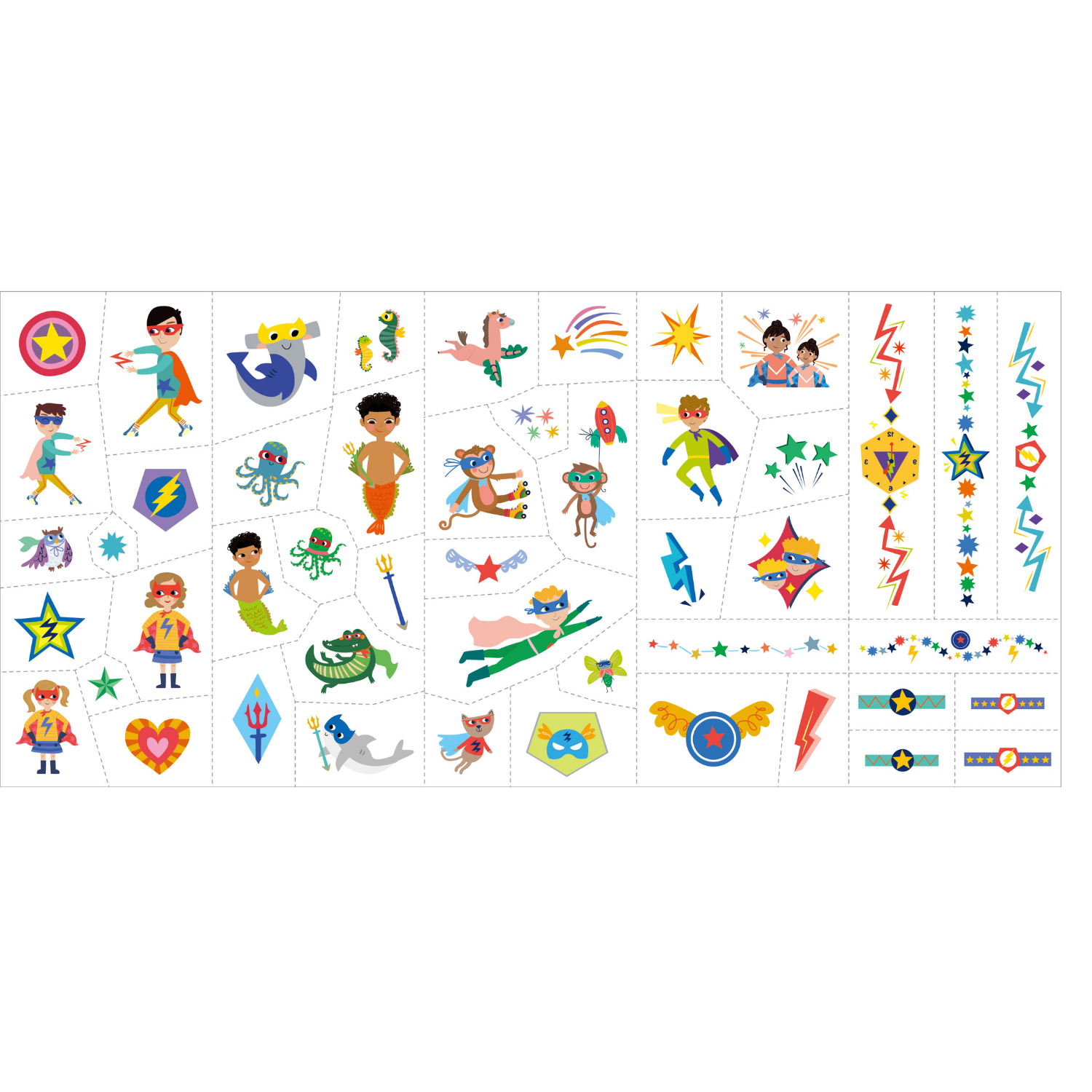 SET DE STICKERS FACIALES Y TATUAJES TEMPORALES MODELO SUPERHÉROES 137 PIEZAS - 2