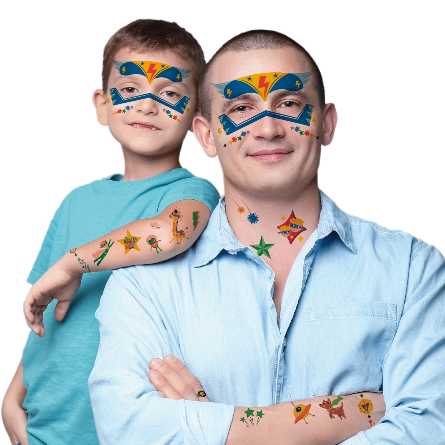 SET DE STICKERS FACIALES Y TATUAJES TEMPORALES MODELO SUPERHÉROES 137 PIEZAS - 3