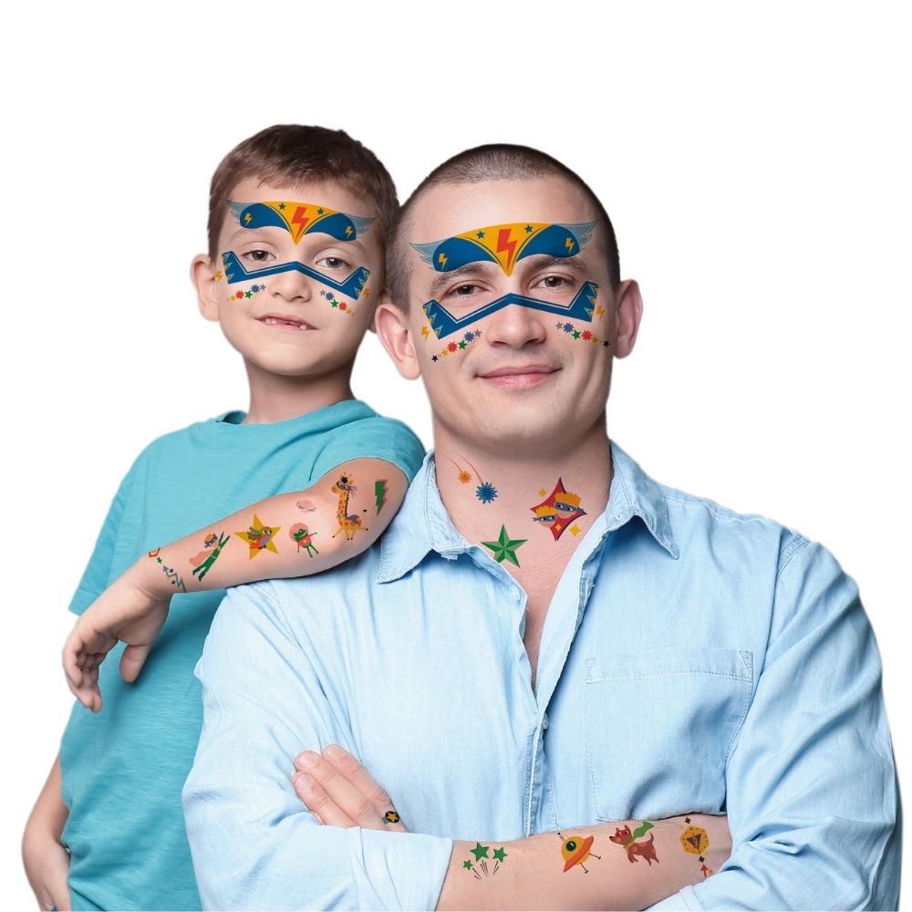 SET DE STICKERS FACIALES Y TATUAJES TEMPORALES MODELO SUPERHÉROES 137 PIEZAS - 4