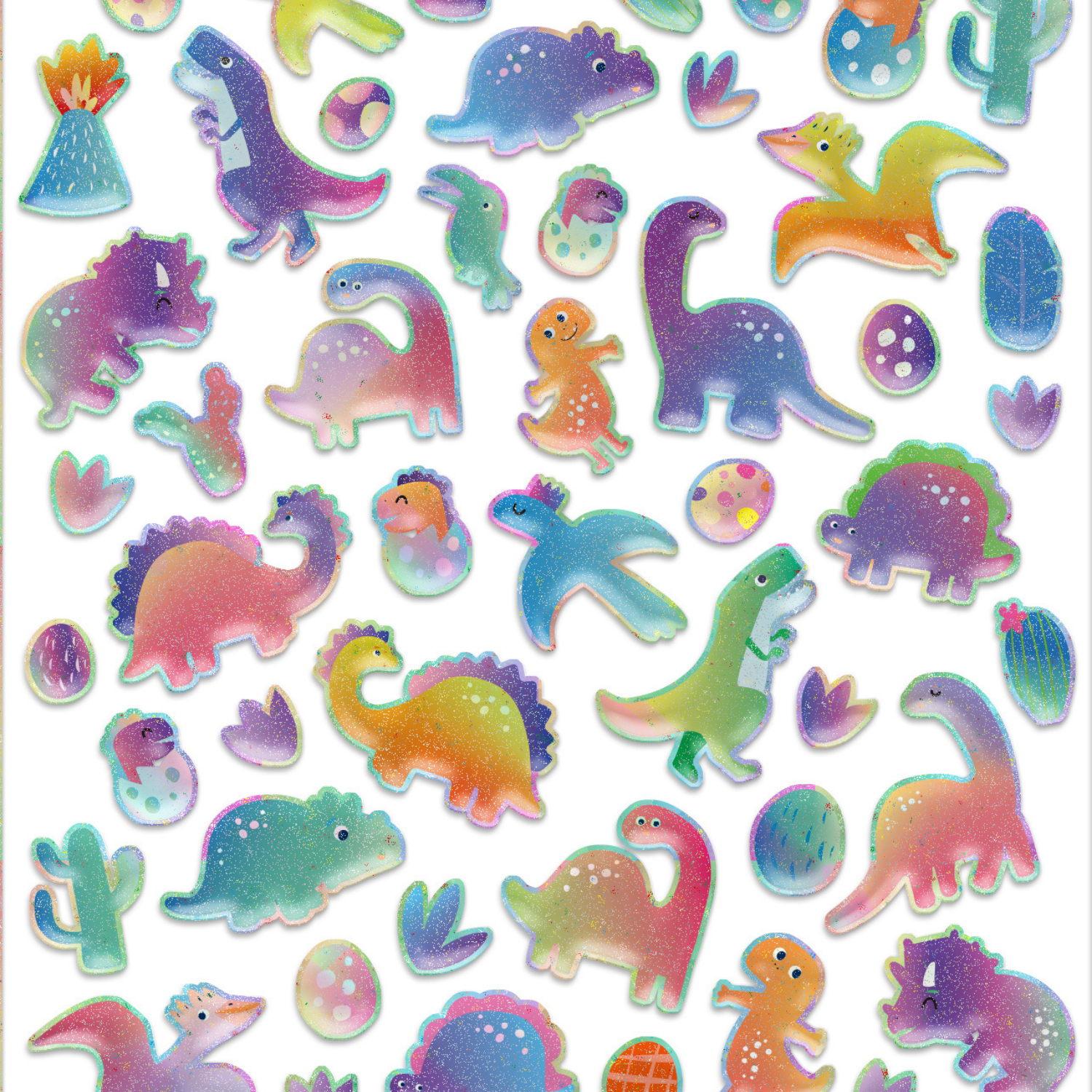 STICKERS PUFFY MODELO DINOSAURIOS 50 PIEZAS - 2