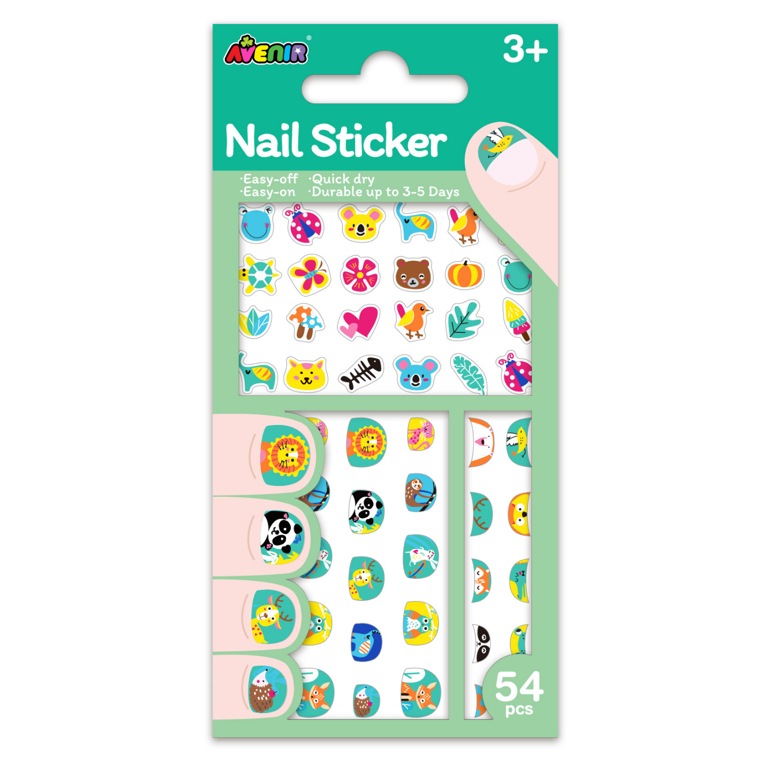 STICKERS TEMPORALES PARA UÑAS MODELO ANIMALES 38 PIEZAS - 1