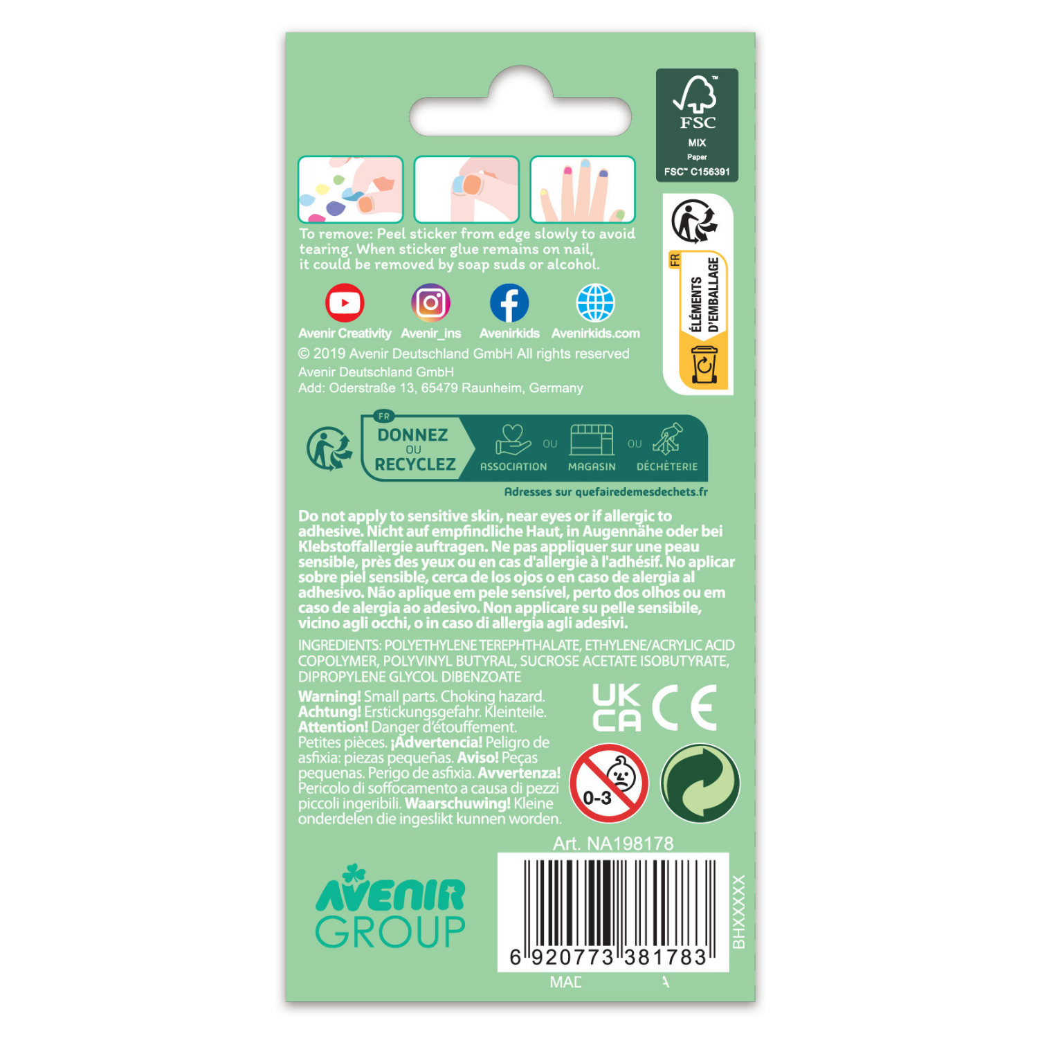 STICKERS TEMPORALES PARA UÑAS MODELO ANIMALES 38 PIEZAS - 3