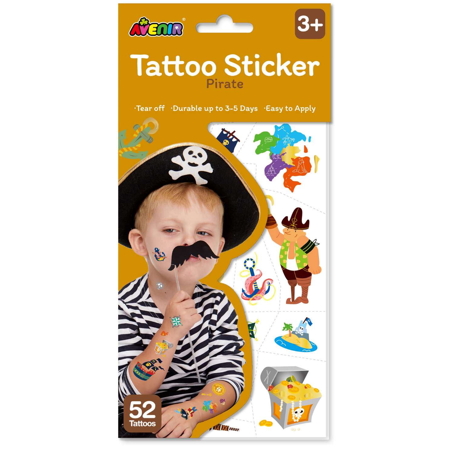TATUAJES TEMPORALES MODELO PIRATAS 52 PIEZAS - 1