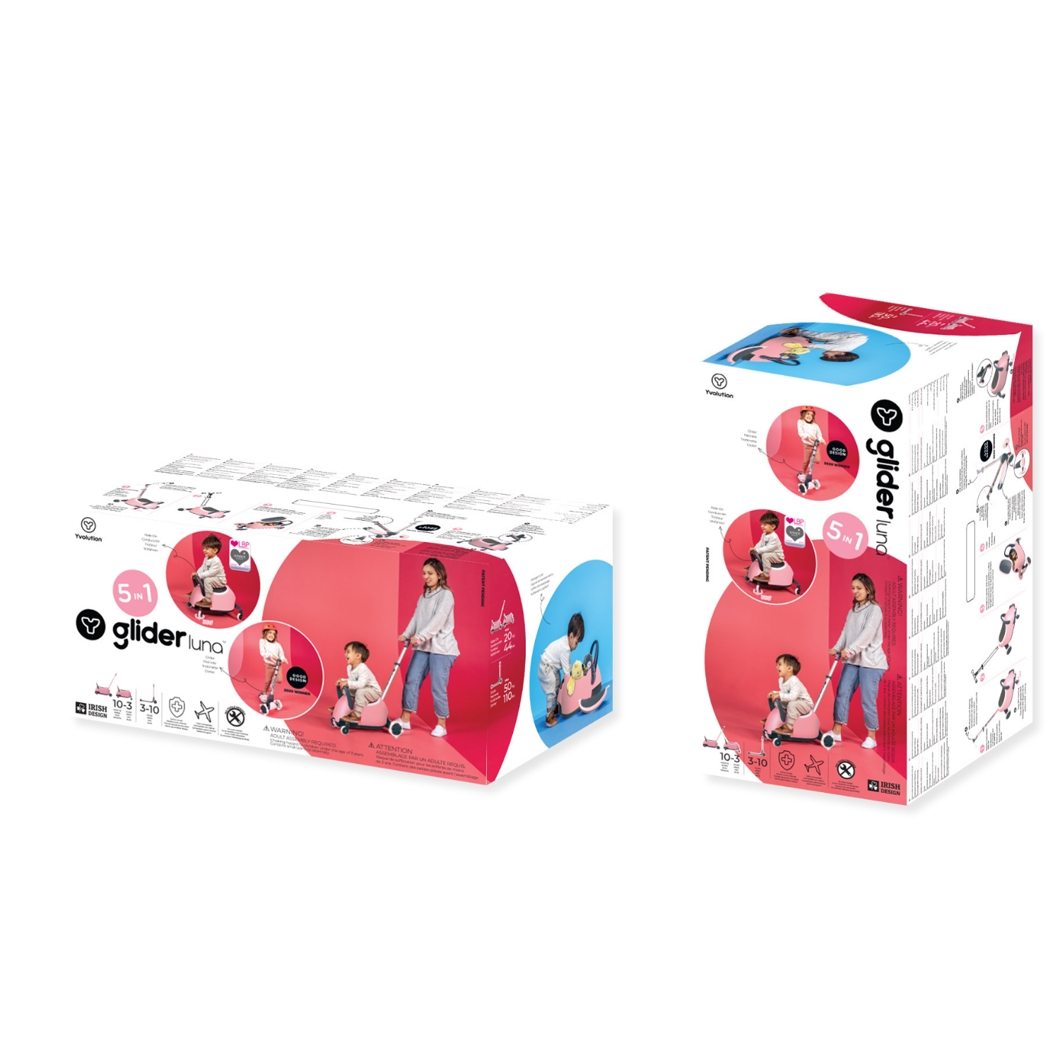 YVOLUTION CORREPASILLOS Y SCOOTER YGLIDER LUNA 3 EN 1 CON RUEDAS LED COLOR ROSA, 10 MESES A 10 AÑOS - 5