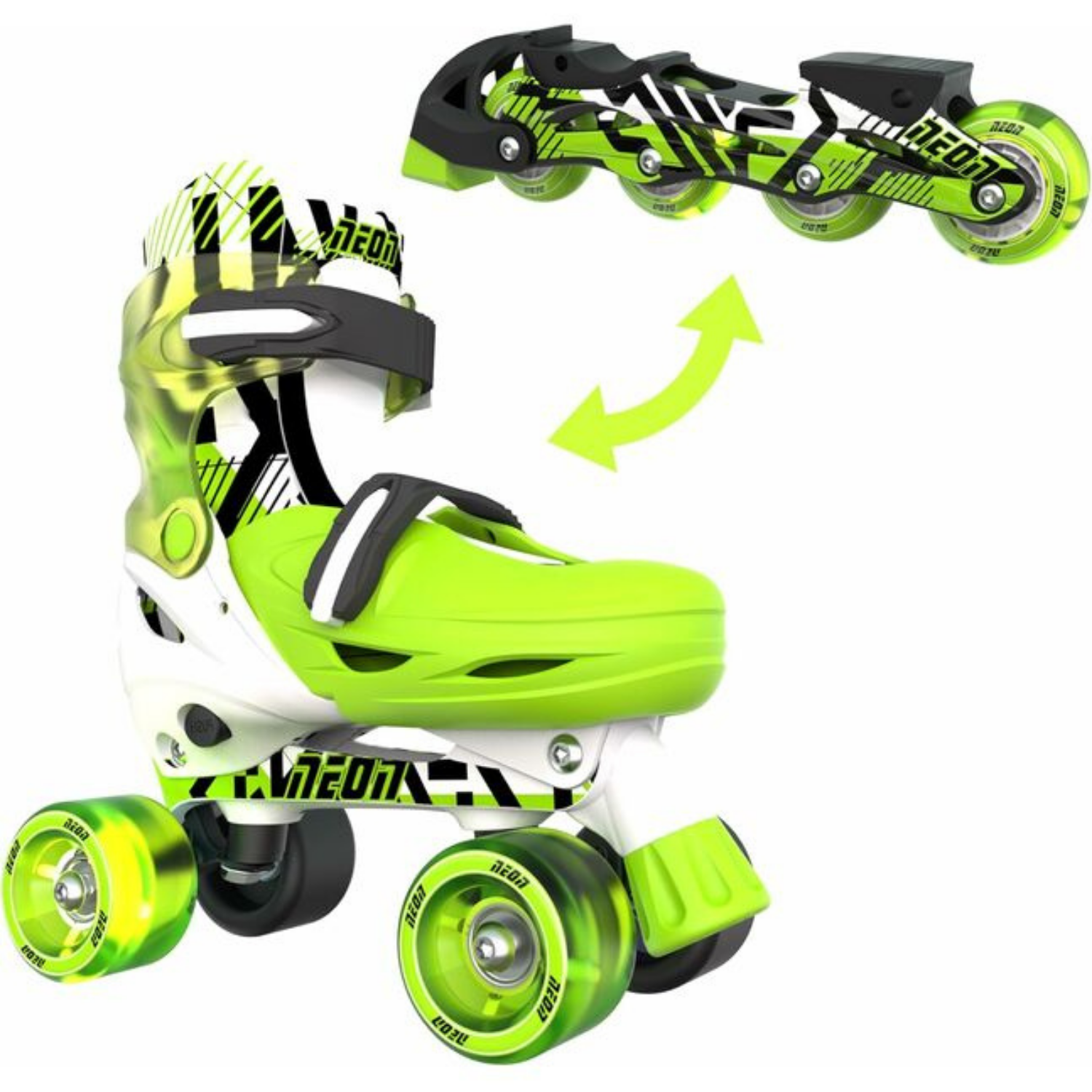 YVOLUTION PATINES NEON COMBO AJUSTABLES (TALLA 34-37) CON LUCES LED - COLOR VERDE Y BLANCO - 2