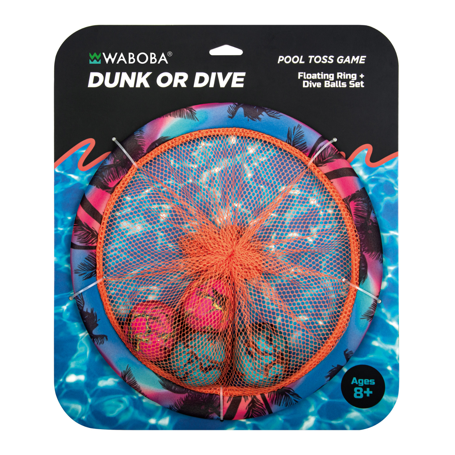 WABOBA SET DE ARO CON PELOTAS PARA ENCESTAR EN PISCINA DUNK OR DIVE - 1