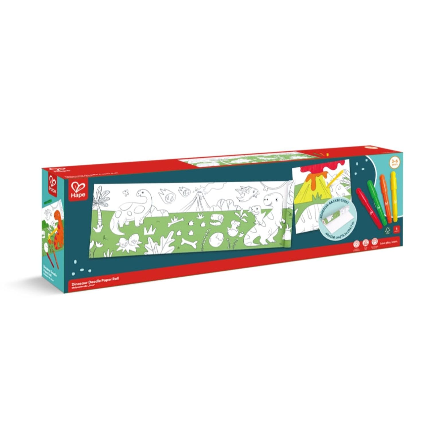 ROLLO DE PAPEL CONTINUO PARA COLOREAR MODELO DINOSAURIO CON MARCADORES - 1